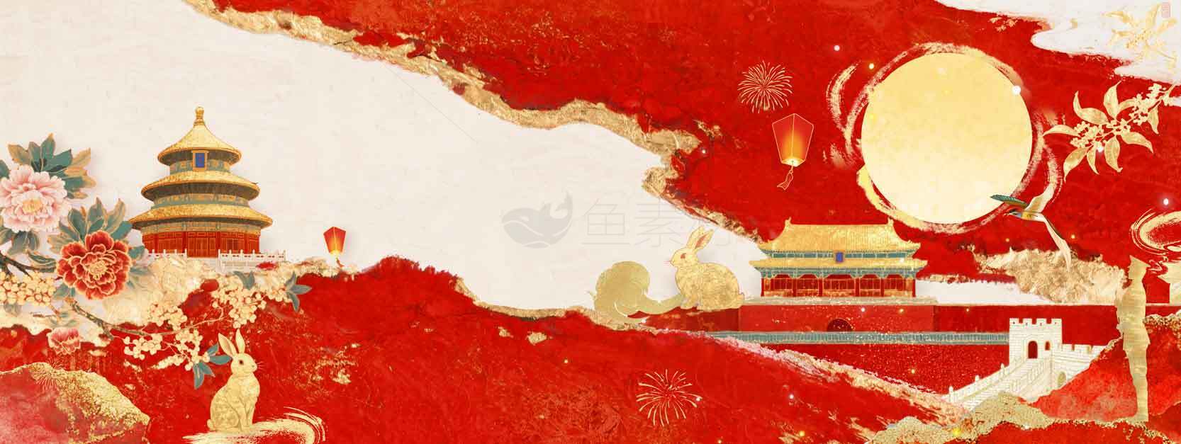 中国传统文化红色背景设计素材