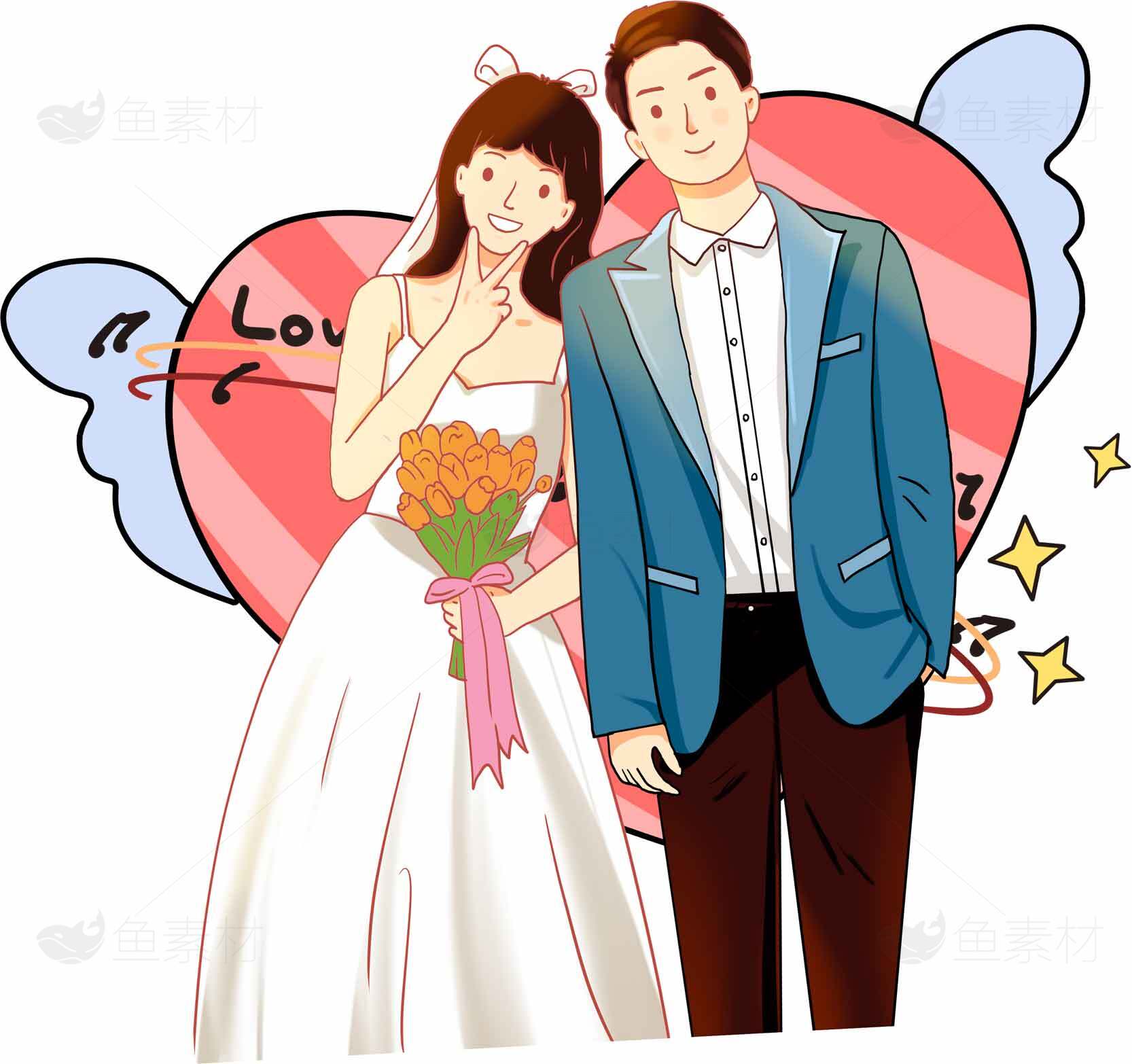 婚礼情侣插画图片素材