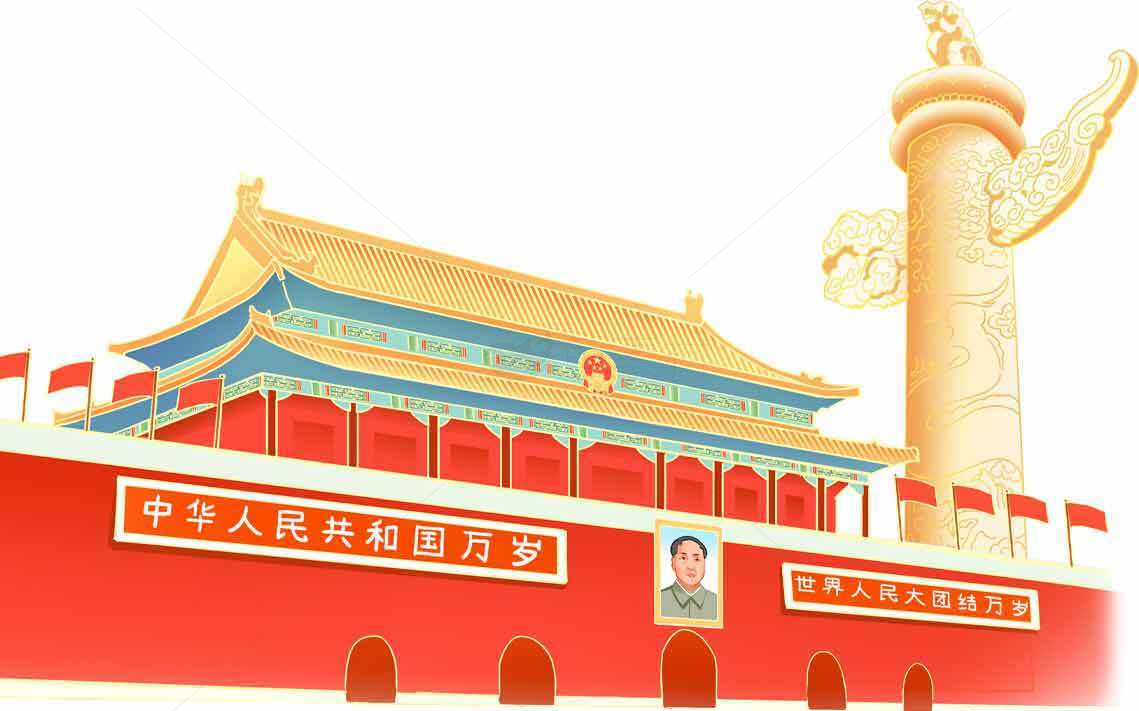 天安门广场建筑与华表图片素材