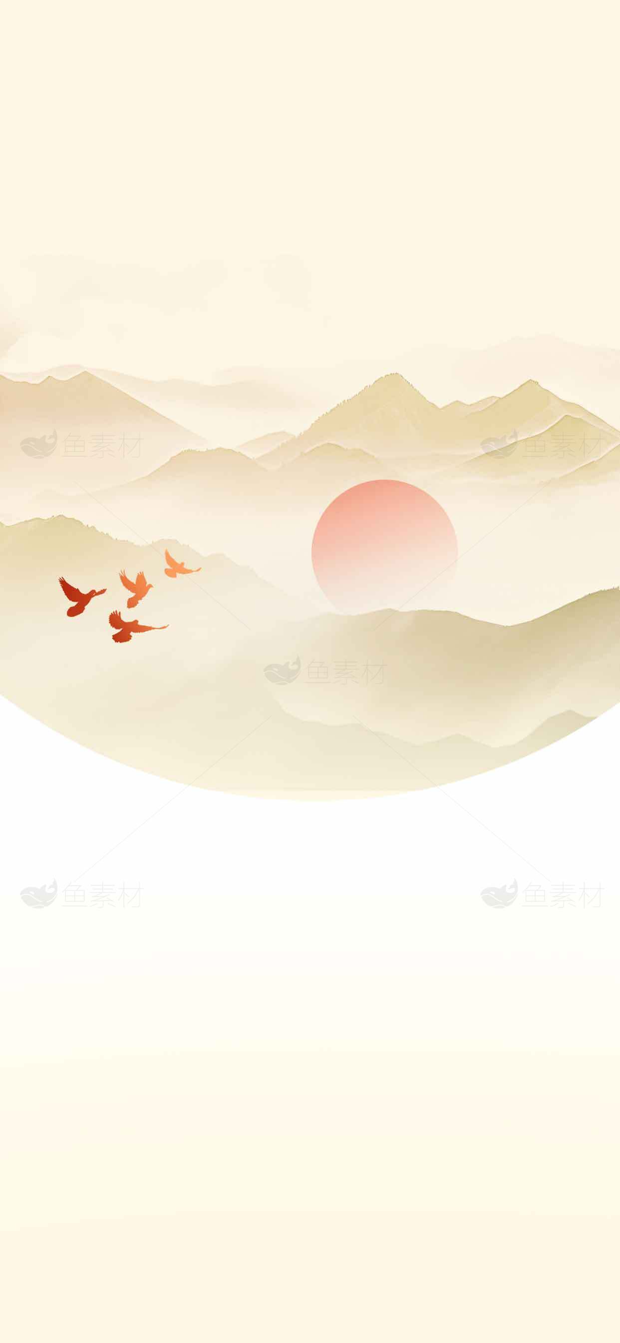 唯美山水日出背景图片素材