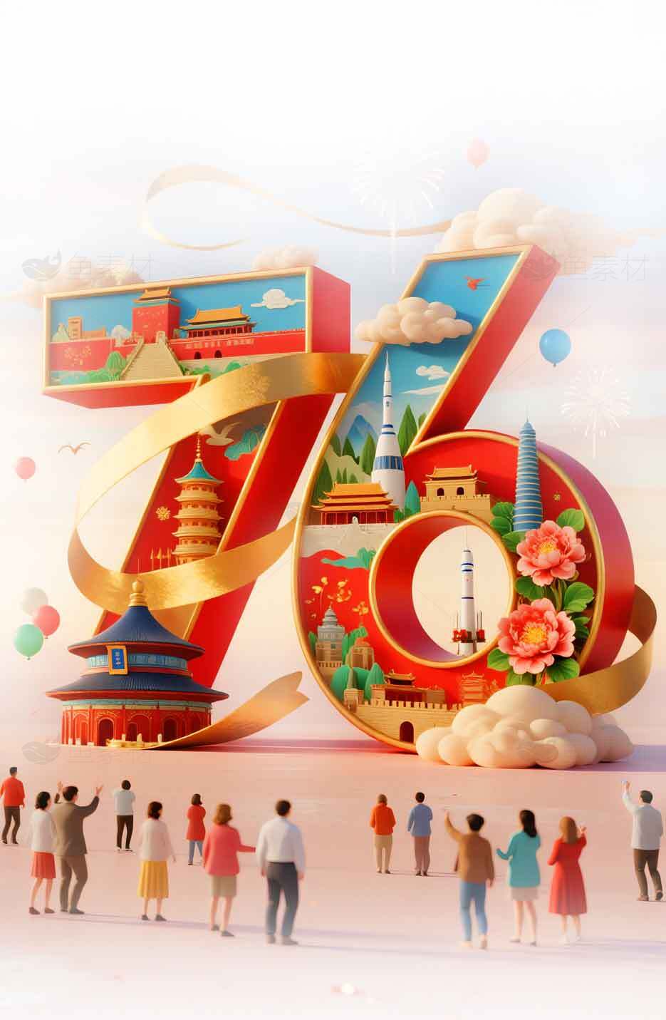 庆祝中国国庆76周年主题设计图片素材