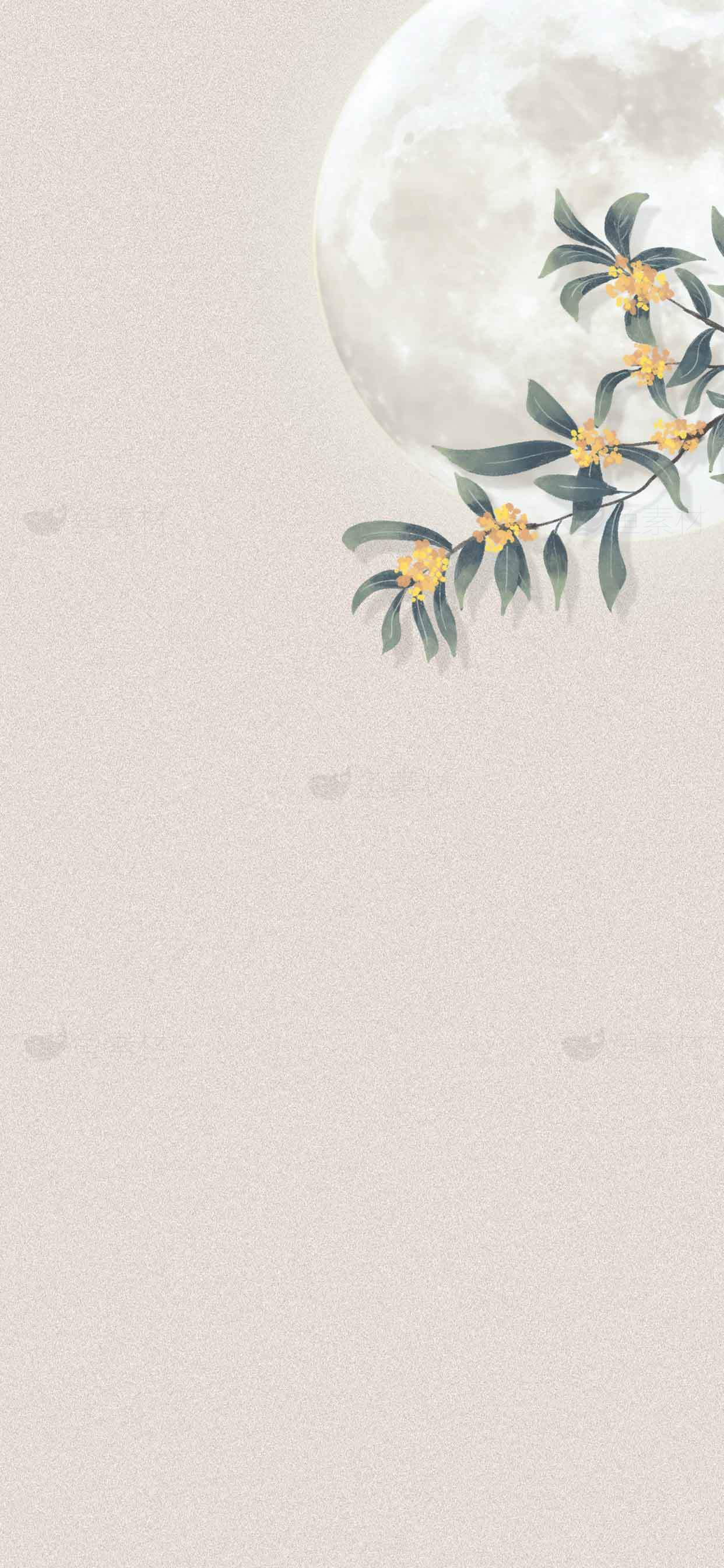 中秋节唯美月亮与桂花背景图片素材