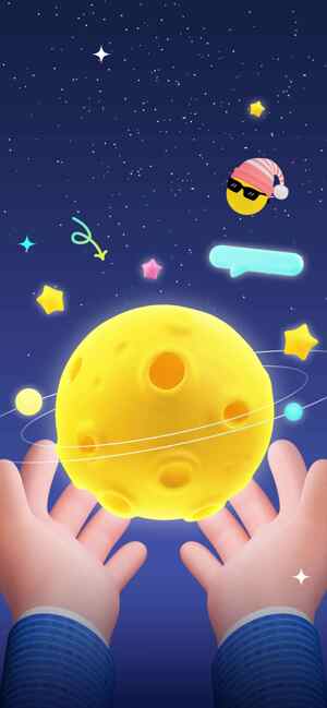 梦幻星空与黄色星球插画