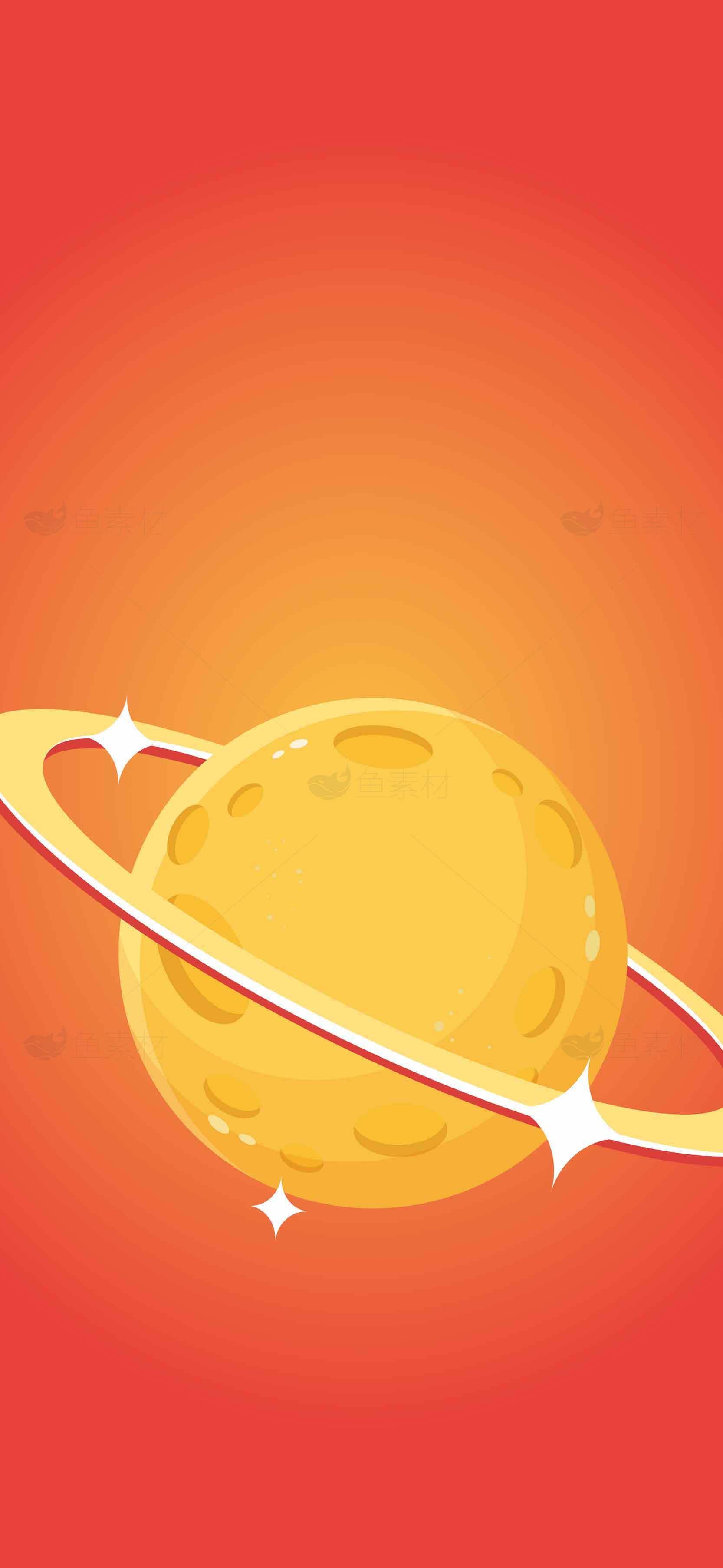 卡通风格的黄色星球插画设计素材