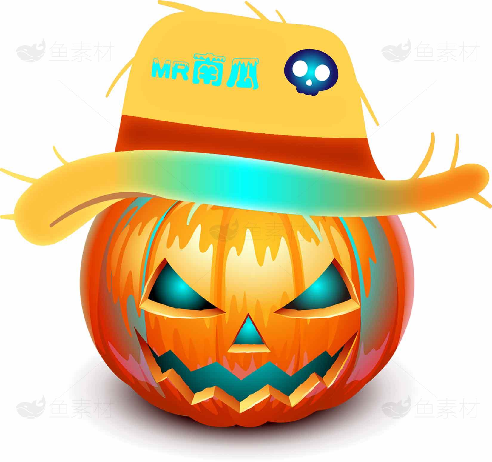 万圣节南瓜灯插画设计素材