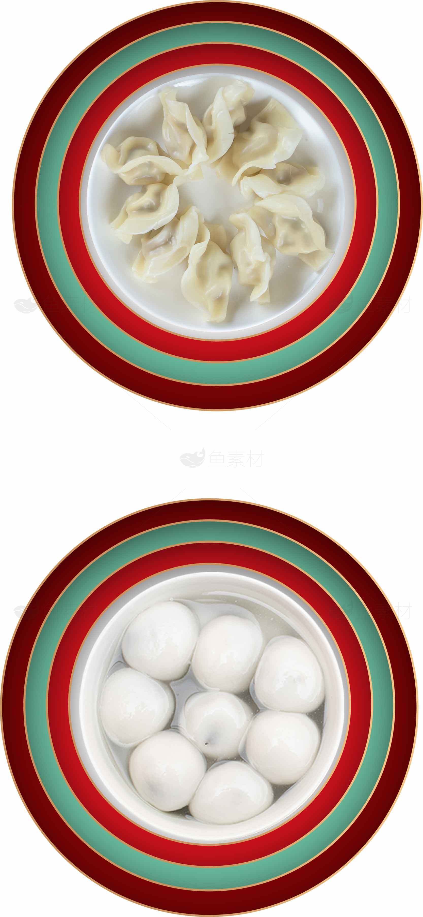 传统红绿配色的汤圆美食图片素材