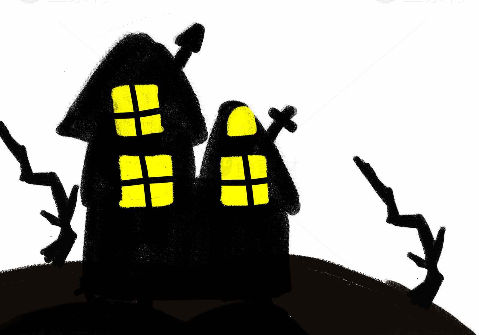 万圣节恐怖教堂插画设计素材