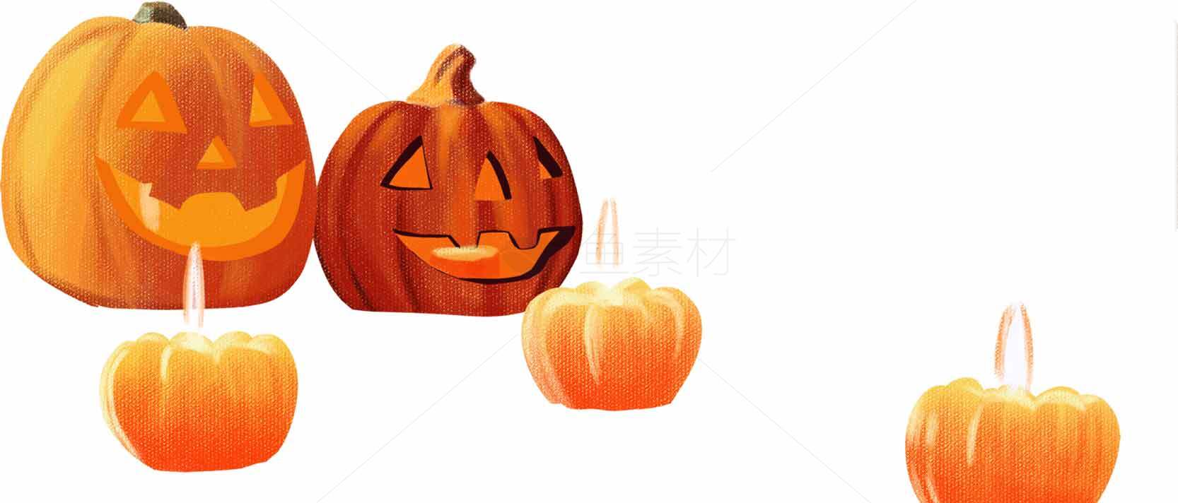 万圣节南瓜灯与蜡烛装饰图片素材