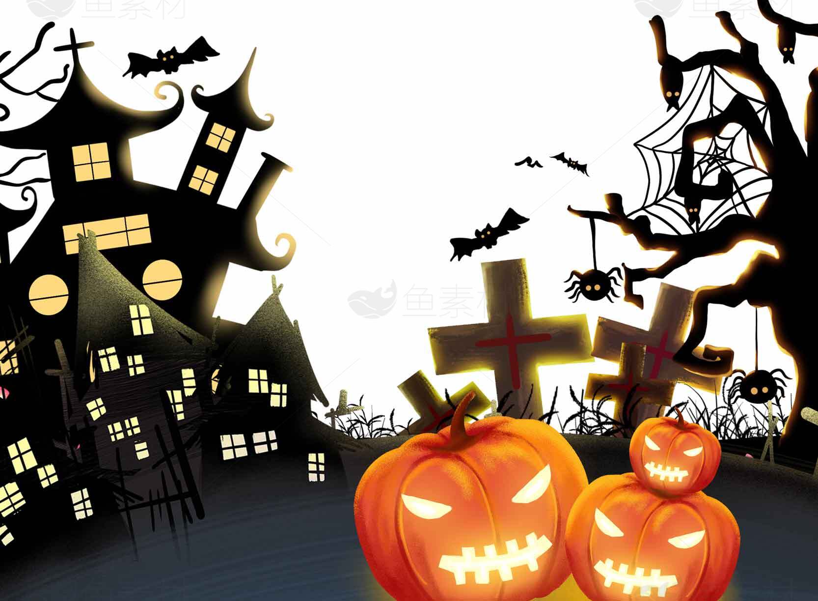 万圣节主题南瓜鬼屋高清背景图片素材
