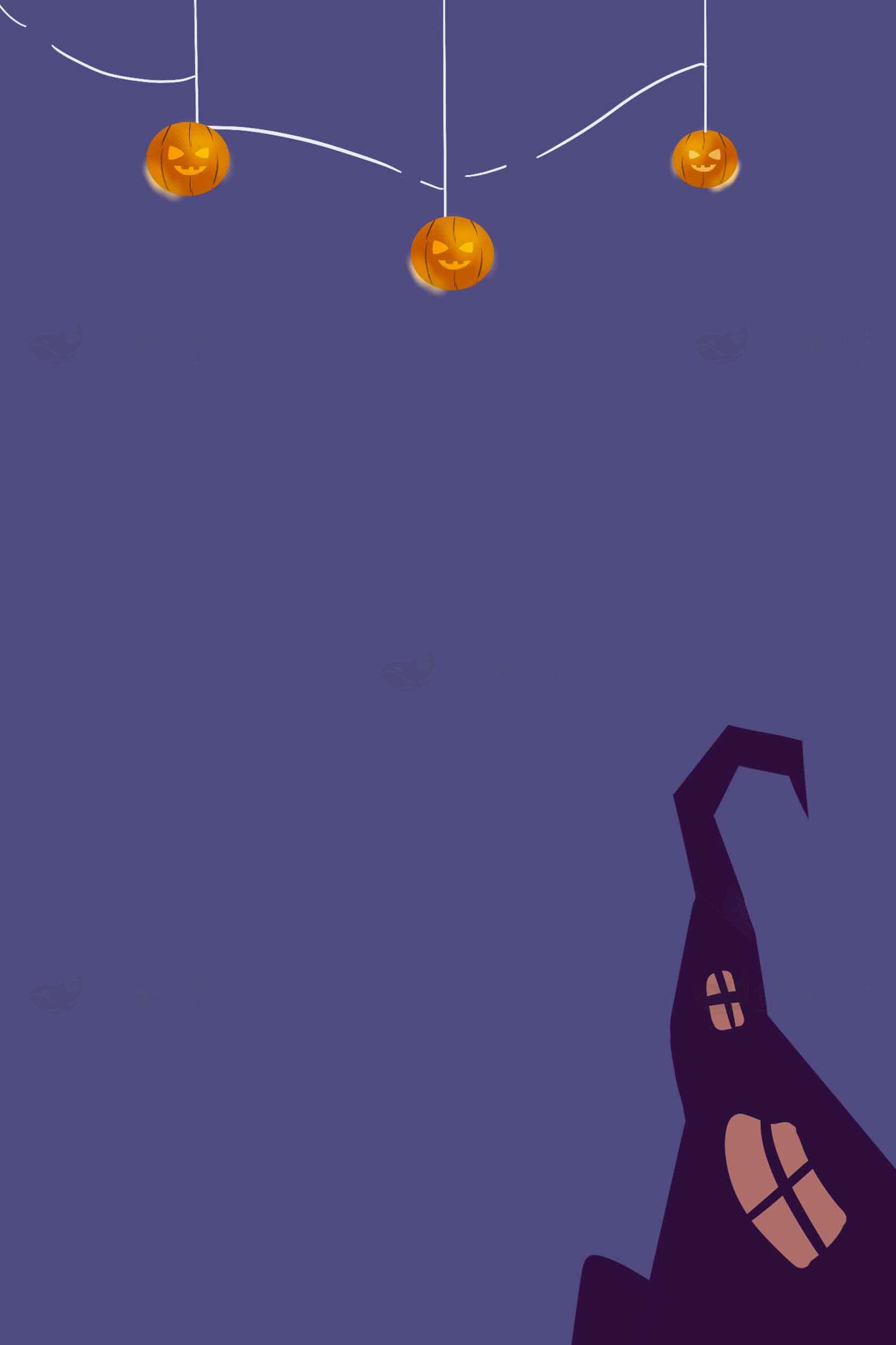 万圣节南瓜灯与神秘紫色背景设计素材