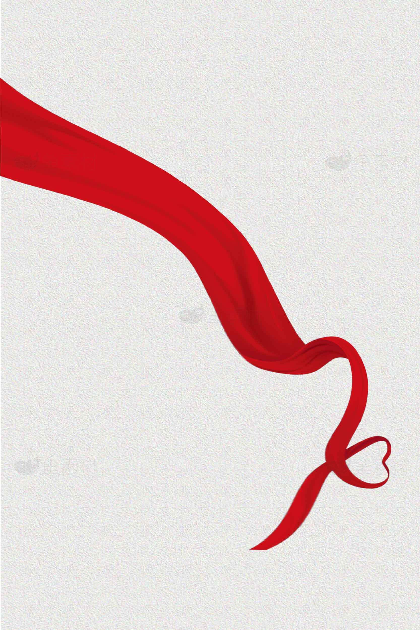 红色丝带与爱心元素的简约设计图片素材