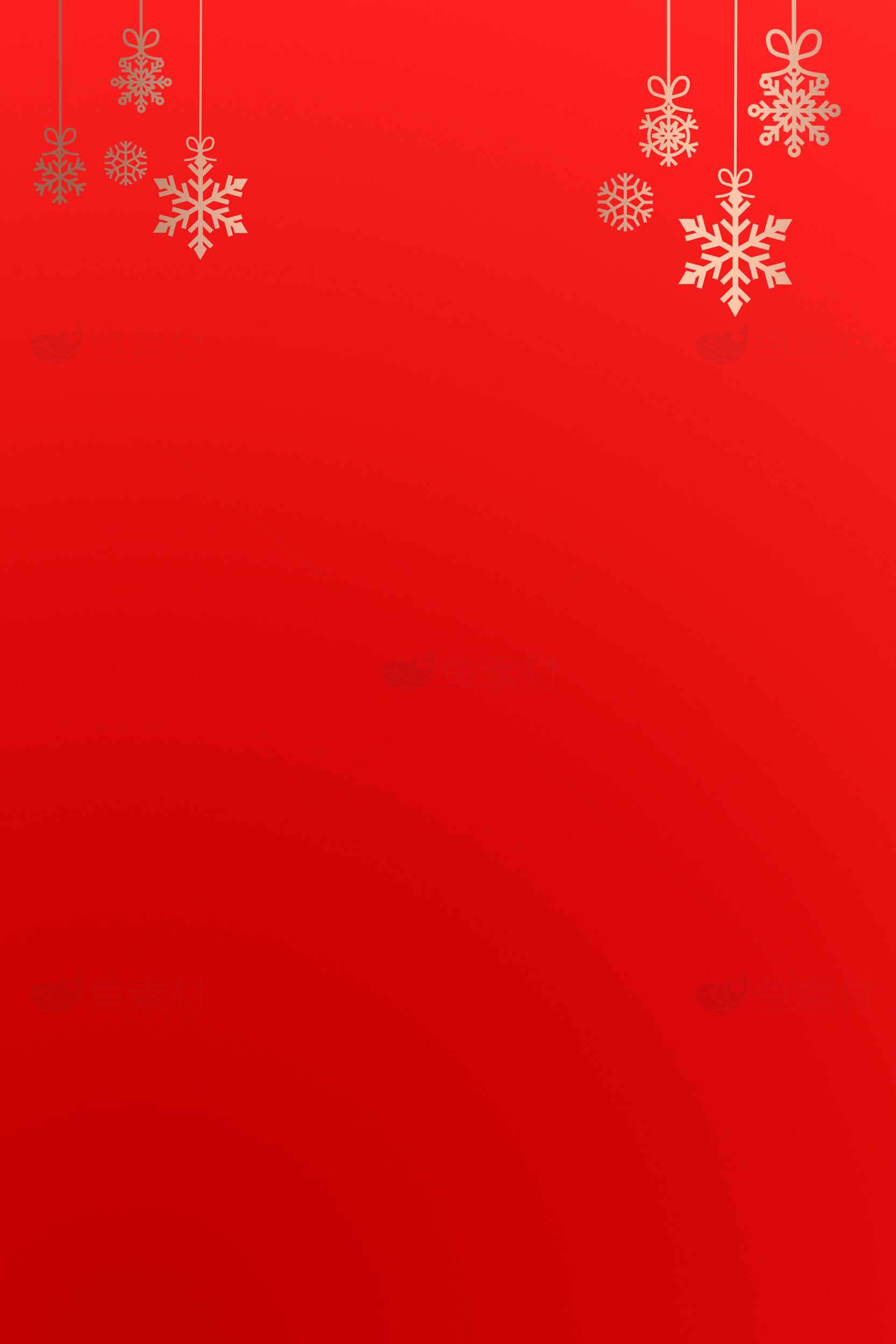 红色圣诞背景图片-金色雪花装饰设计素材