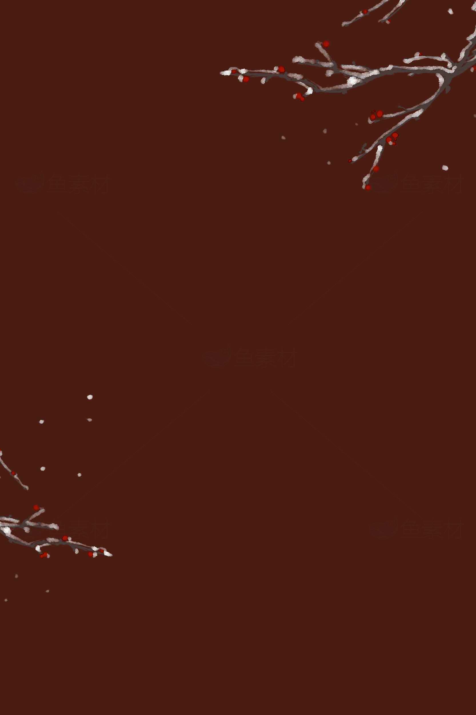 简约深棕色背景与冬季树枝设计图片素材