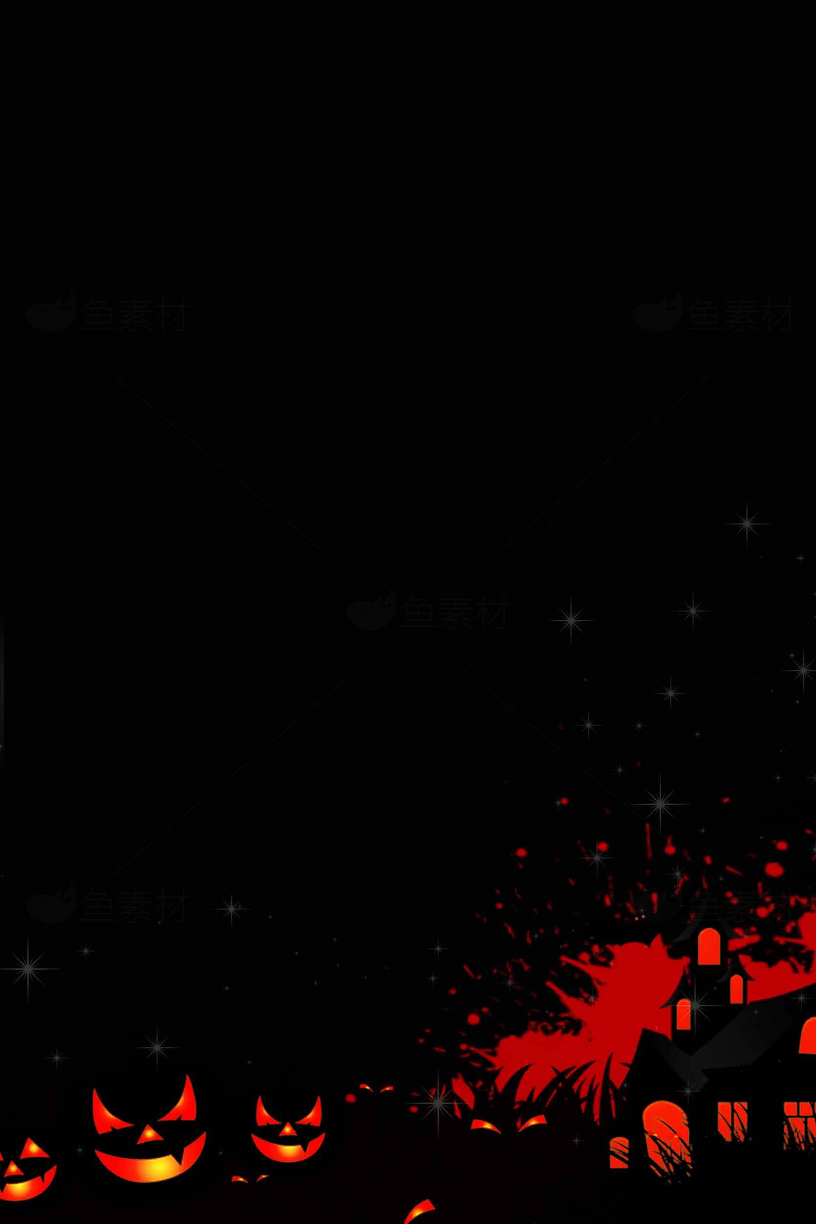 万圣节黑暗背景图片：南瓜灯与恐怖元素设计素材