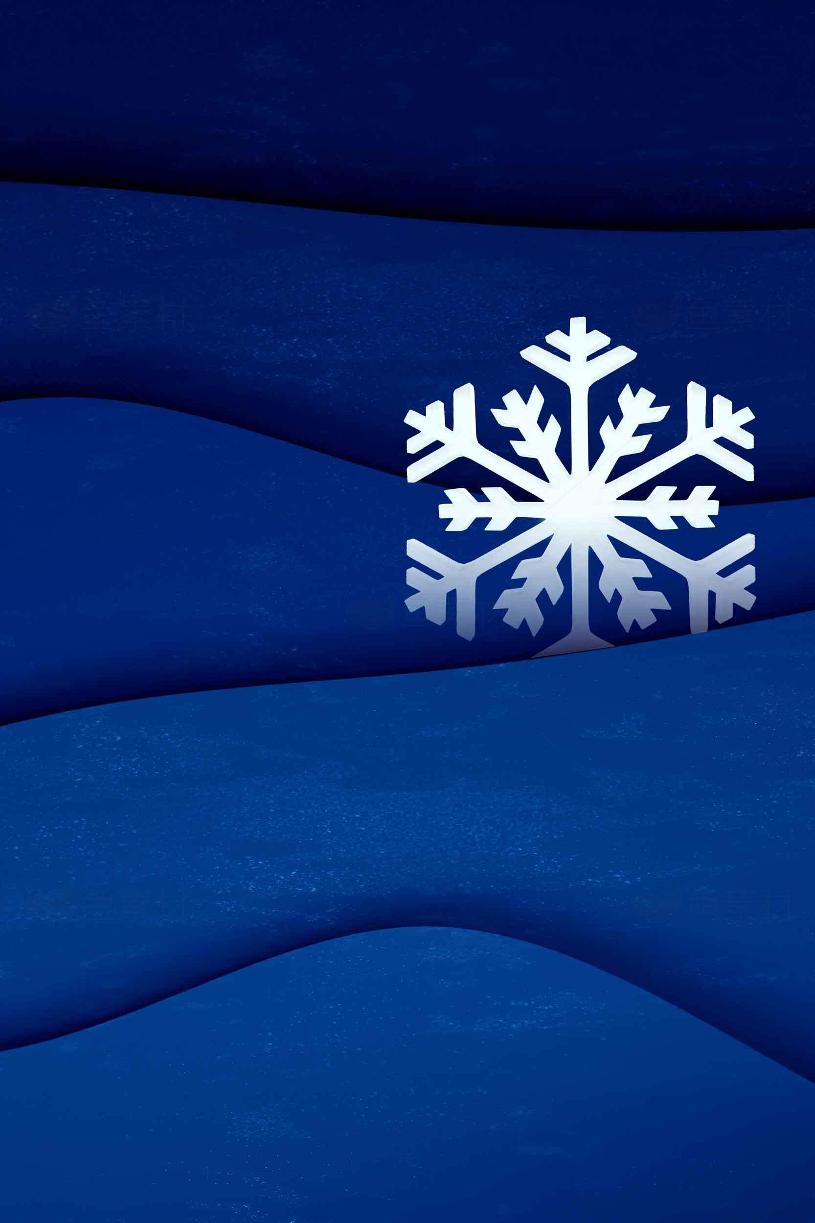 蓝色背景上的白色雪花设计素材