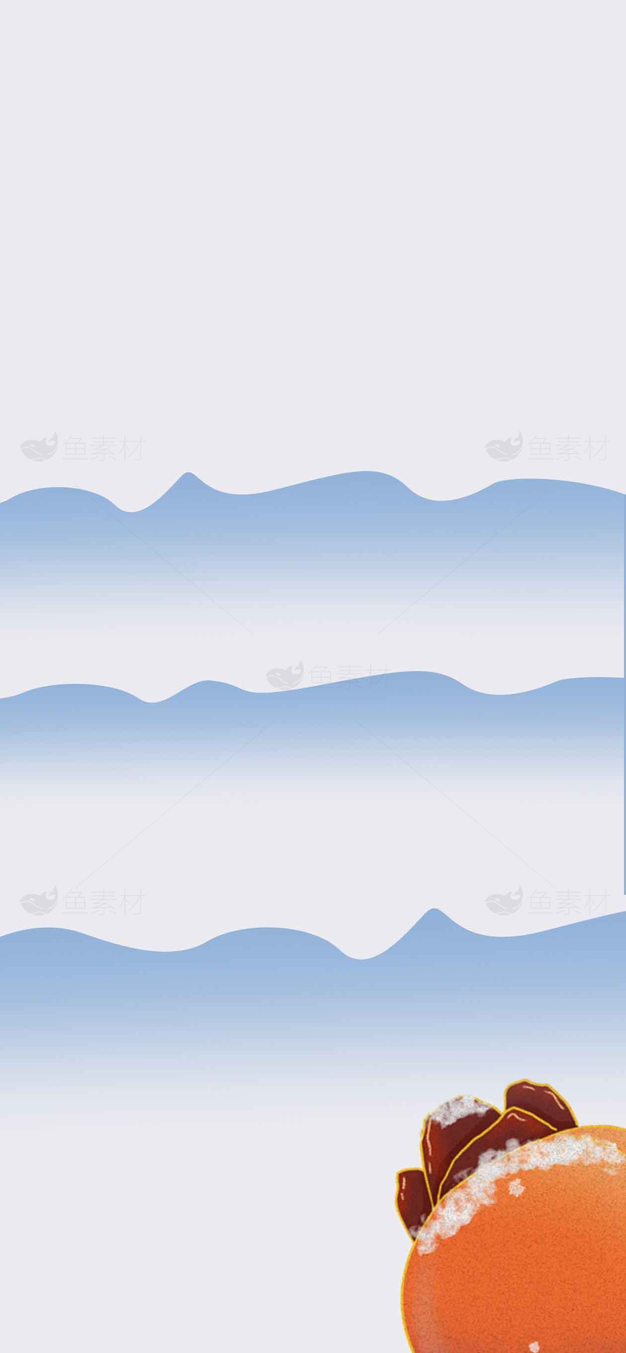 冬季雪景与柿子插画背景图片素材