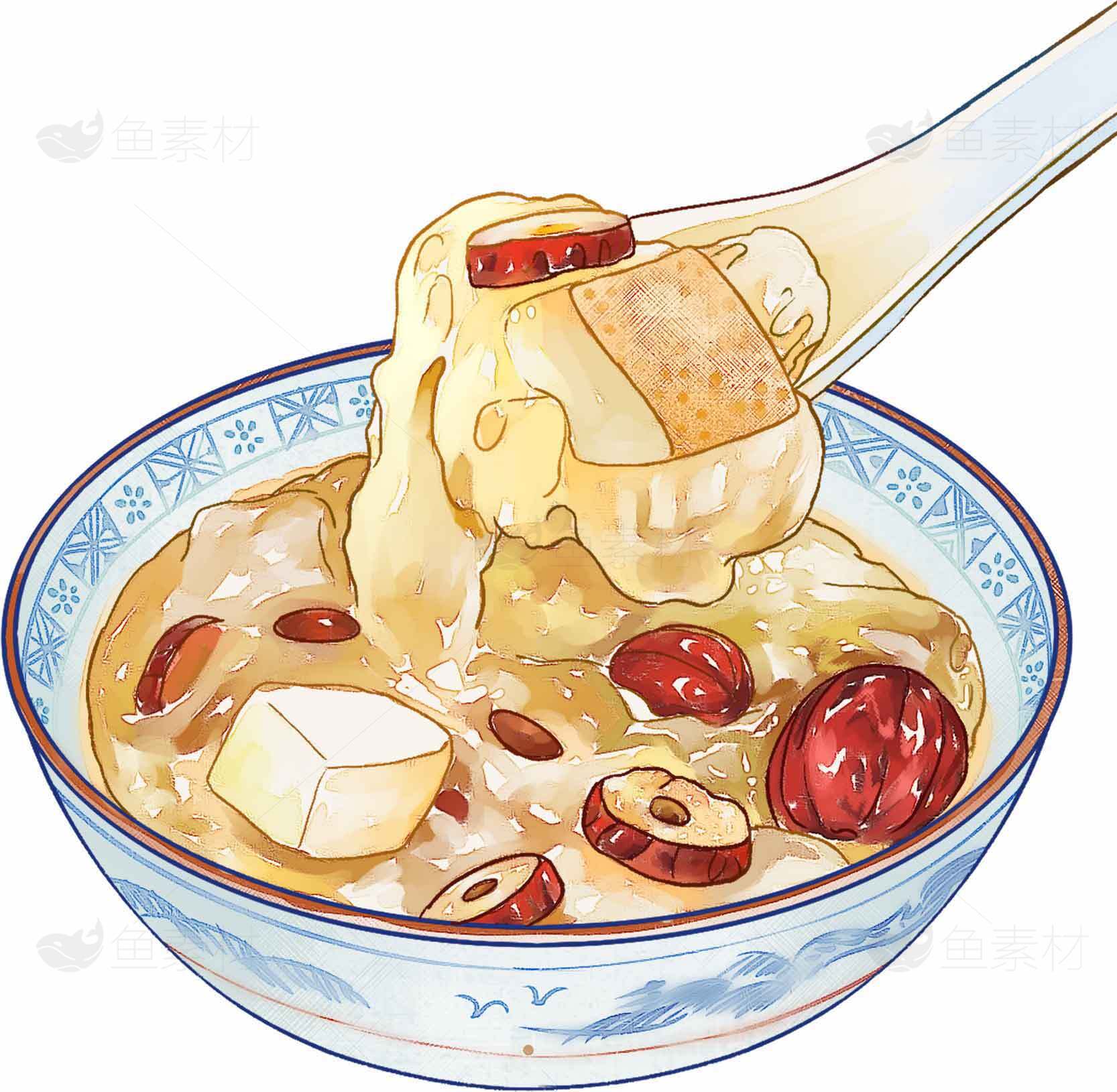 红枣豆腐汤插画美食图片素材