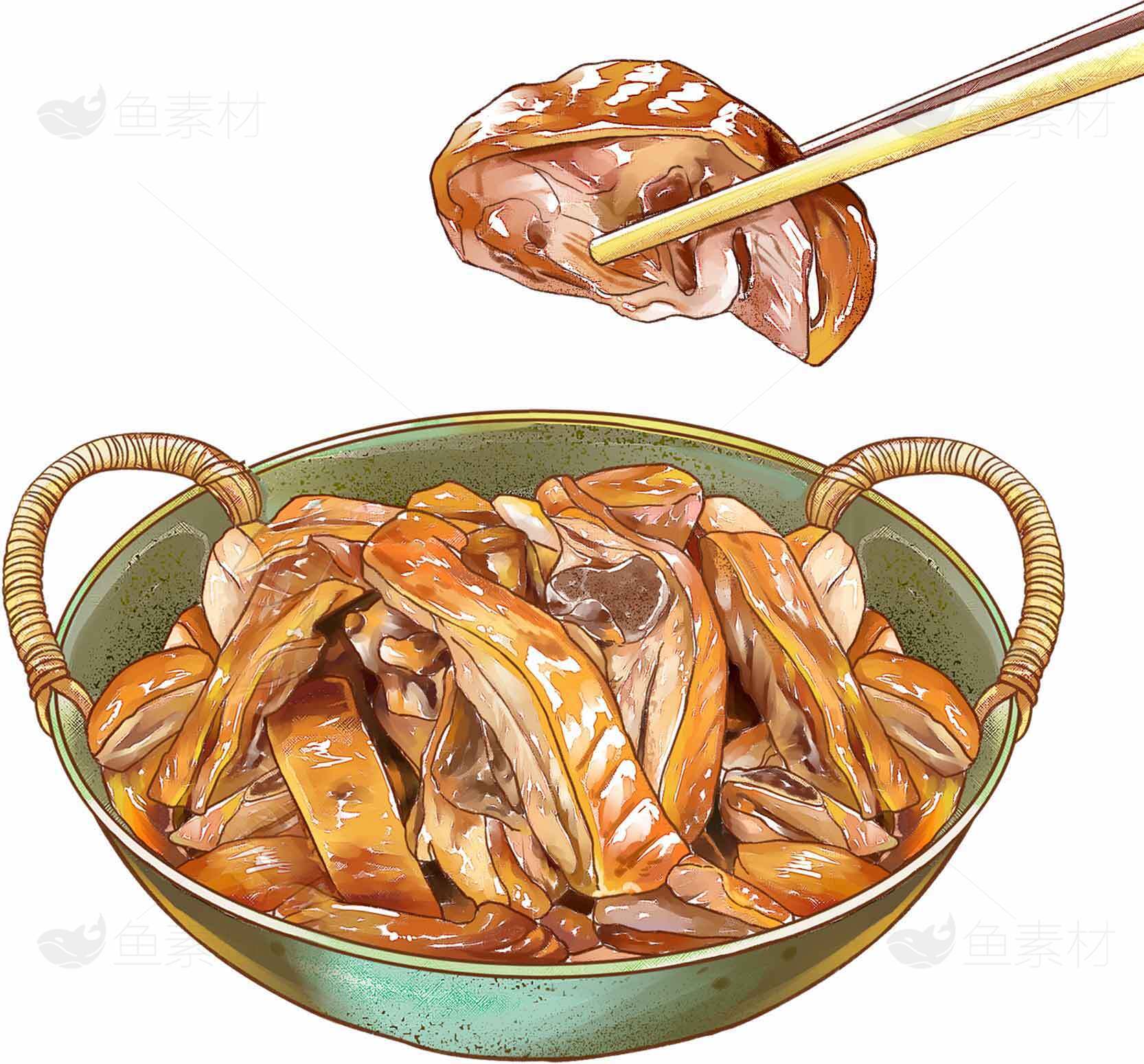 酱牛肉美食插画图片素材
