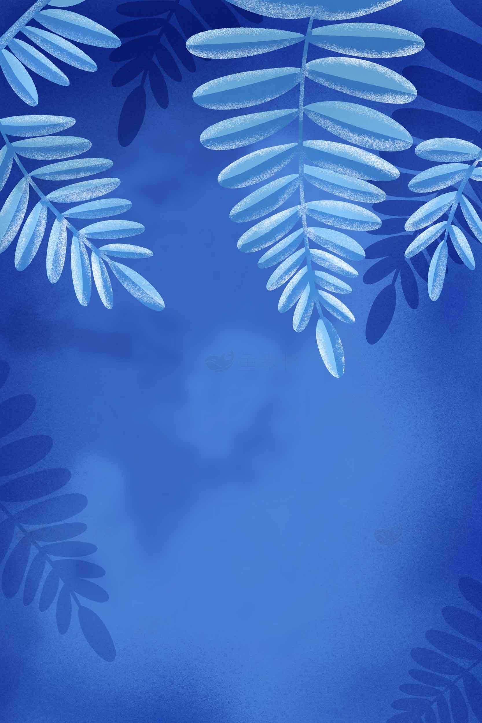 蓝色叶子背景图片素材