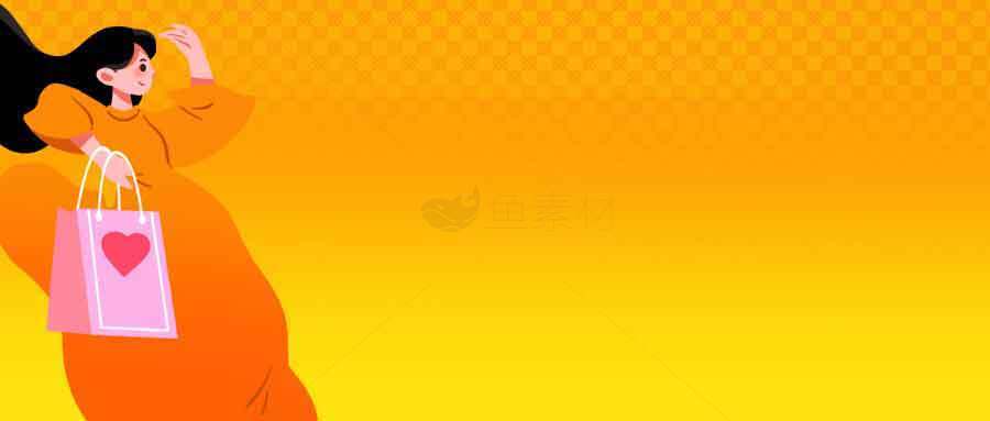 时尚购物女性插画背景图片素材