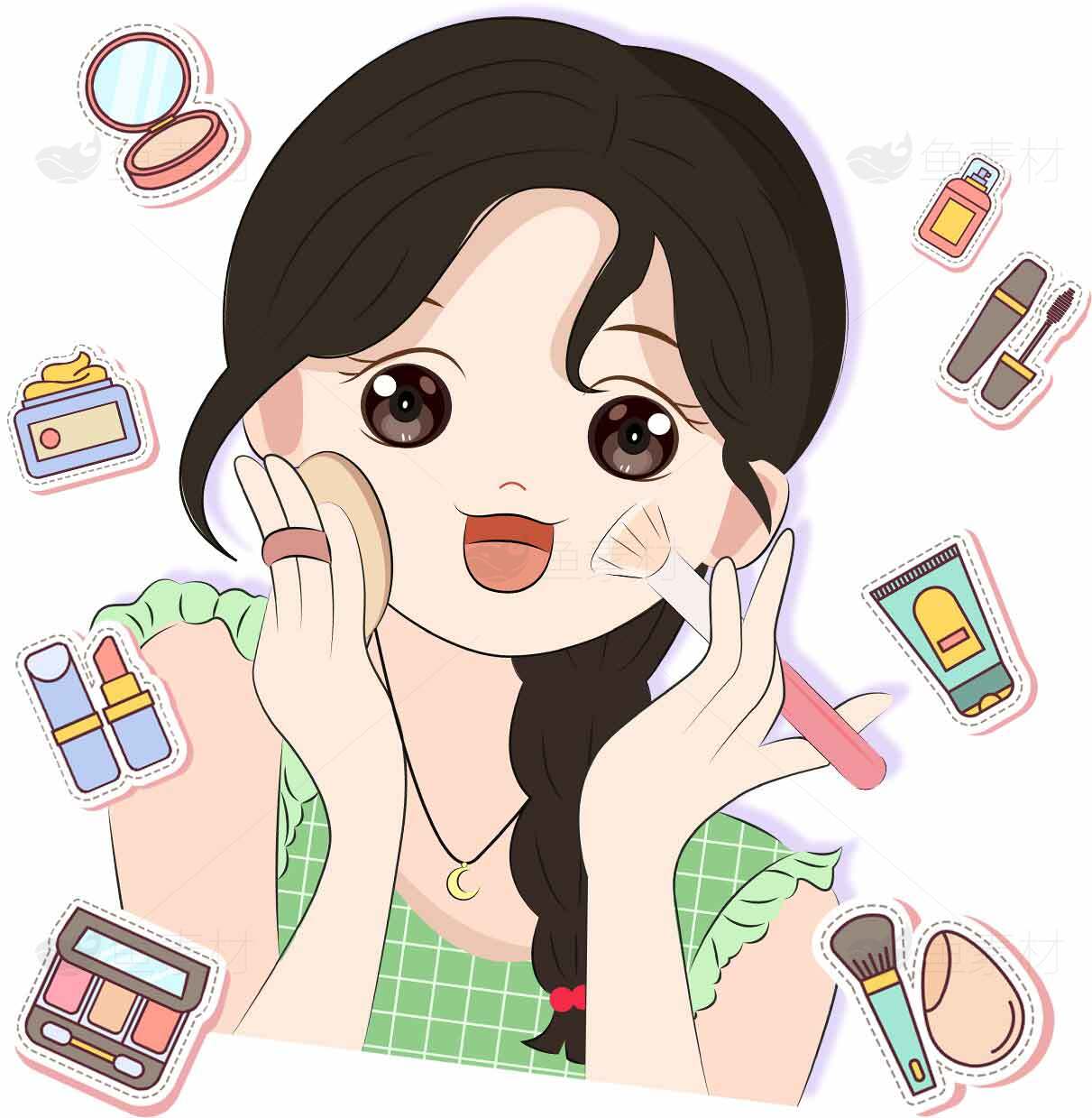 化妆教程插画风格图片素材