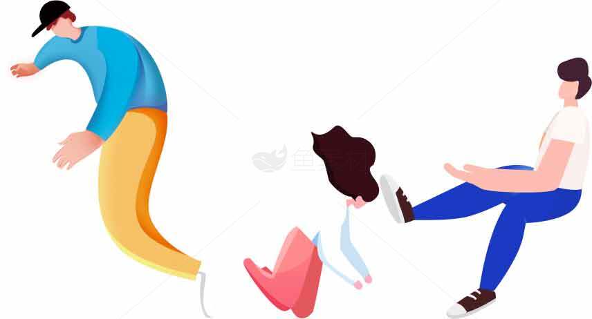 创意插画风格人物动态设计素材