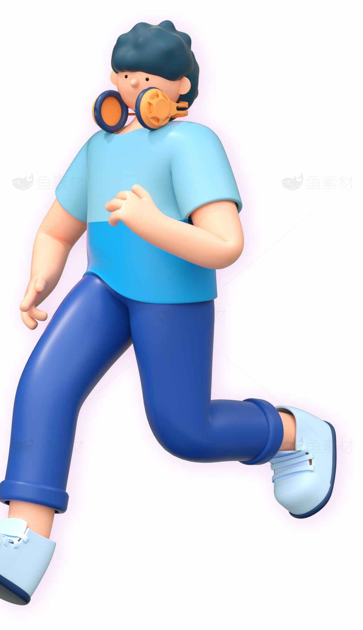 卡通风格运动男孩插画设计素材