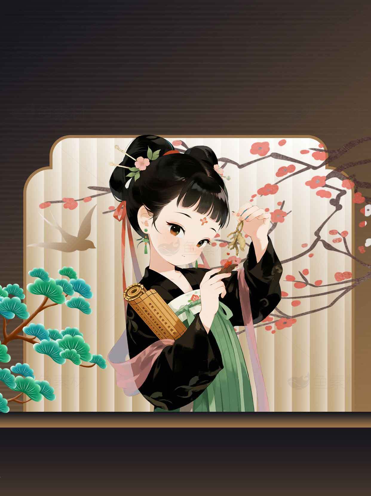 古风插画唯美意境背景图素材