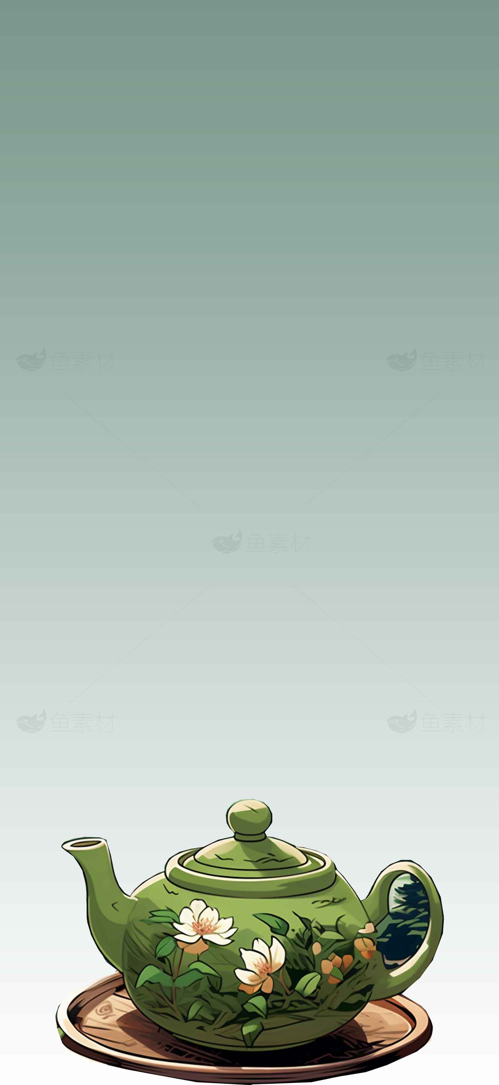 绿茶壶插画背景图片素材