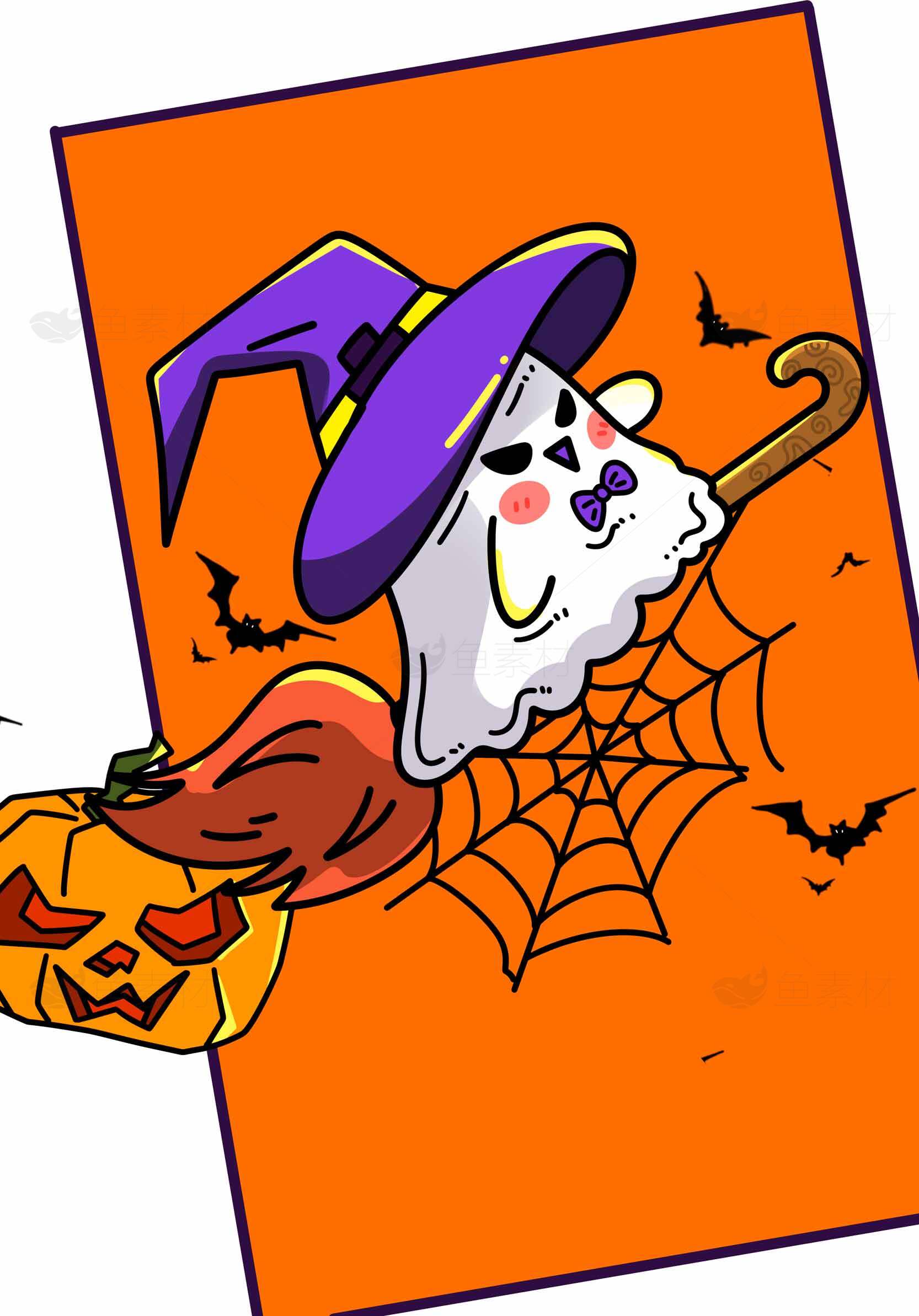 万圣节幽灵与南瓜插画设计素材