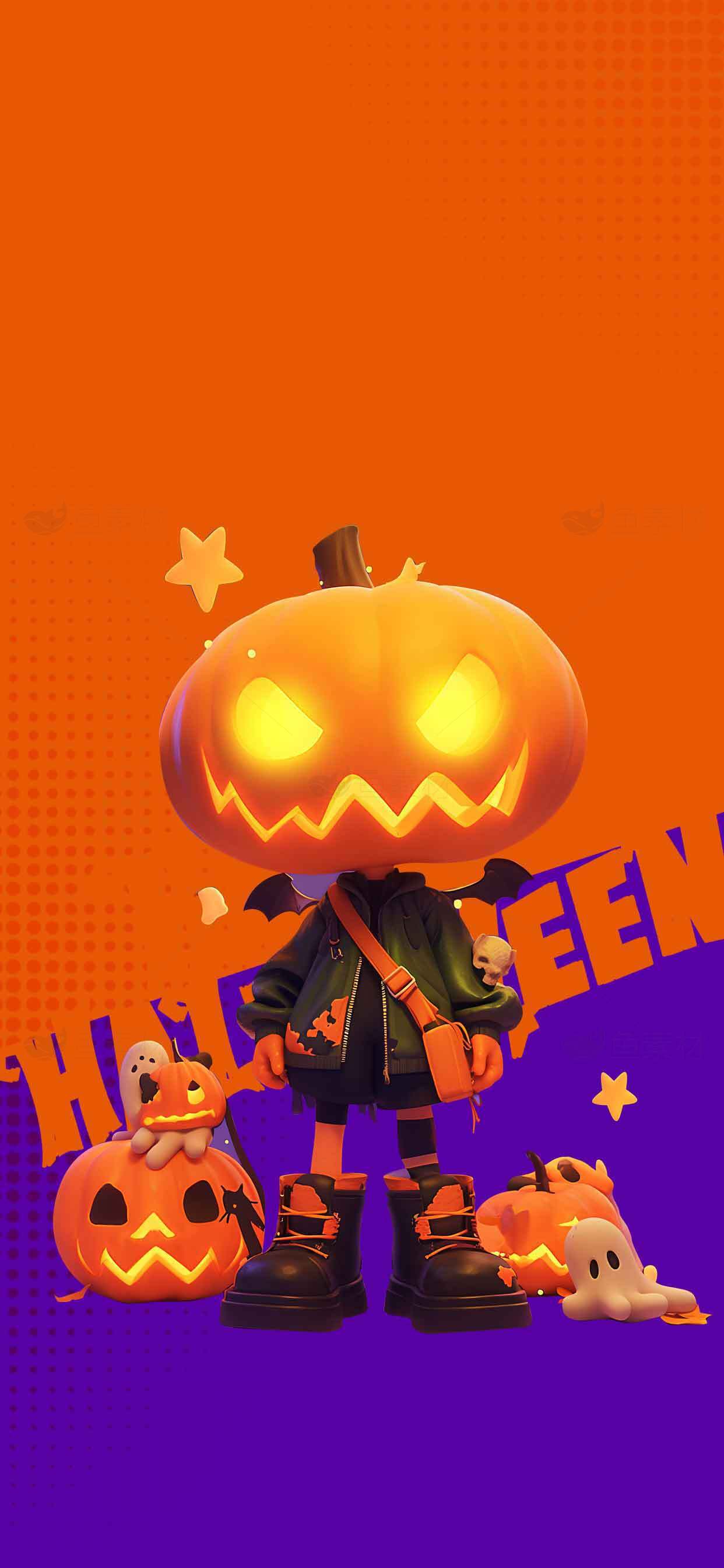 万圣节南瓜头创意插画设计素材