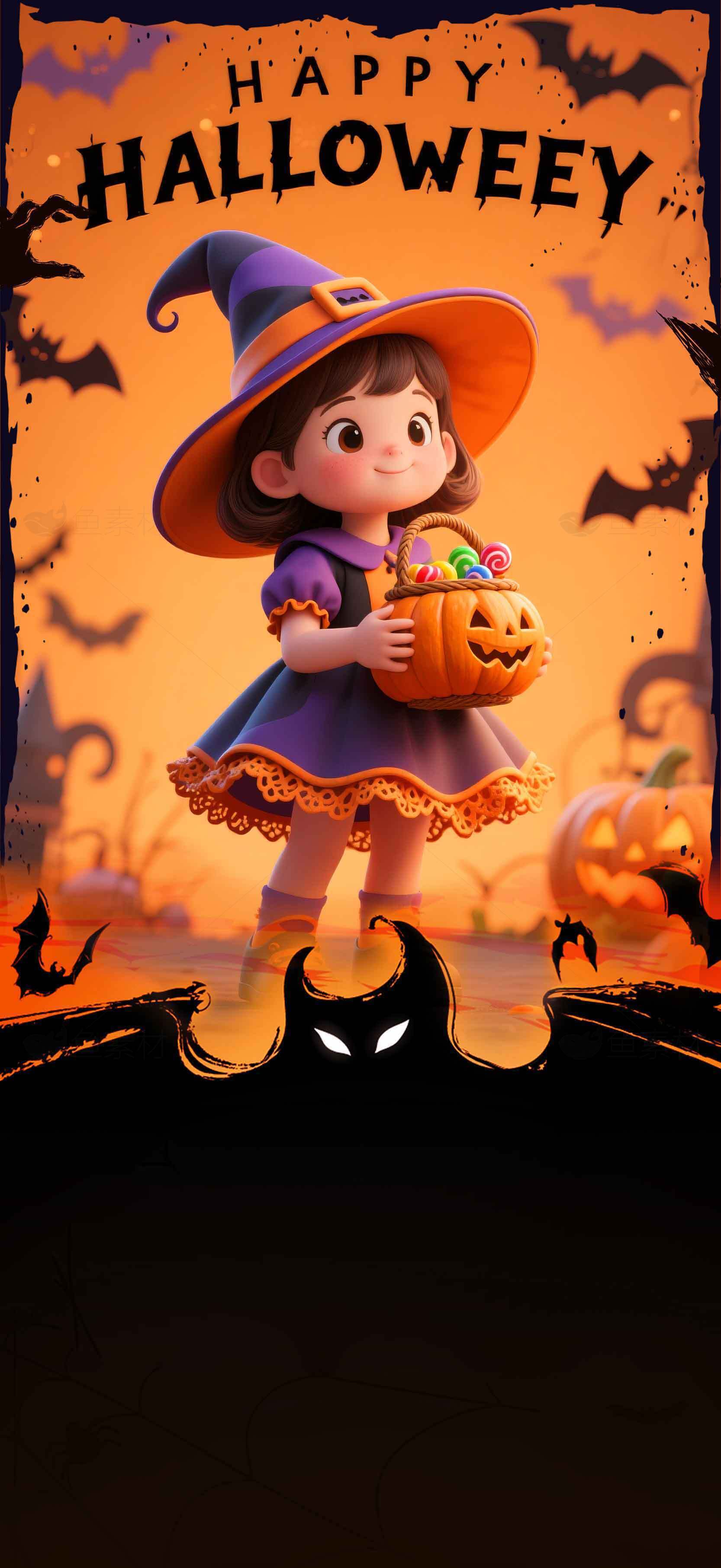 可爱女巫万圣节主题图片素材