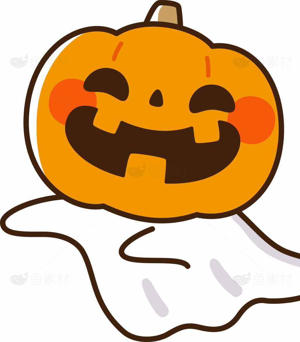 万圣节南瓜幽灵卡通插画素材