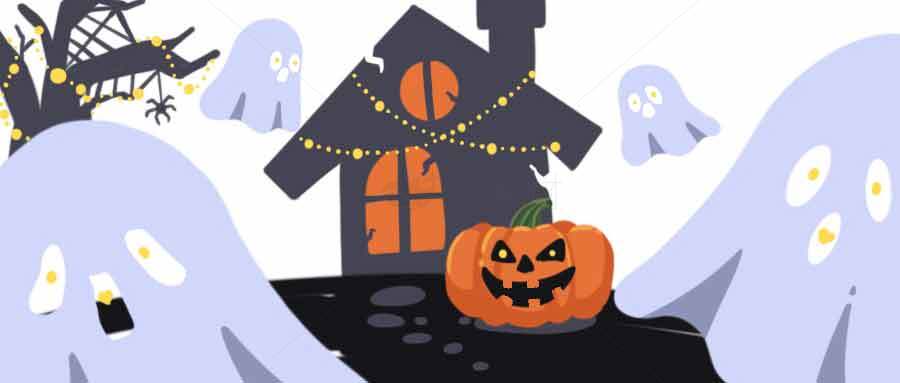 万圣节幽灵与南瓜装饰插画素材
