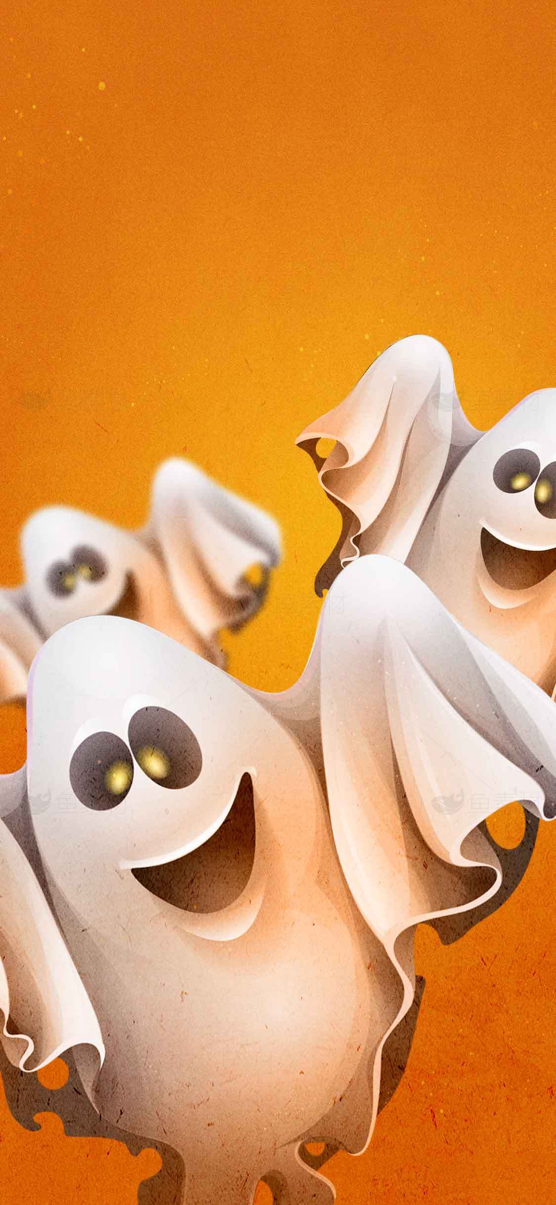 万圣节可爱幽灵插画背景素材