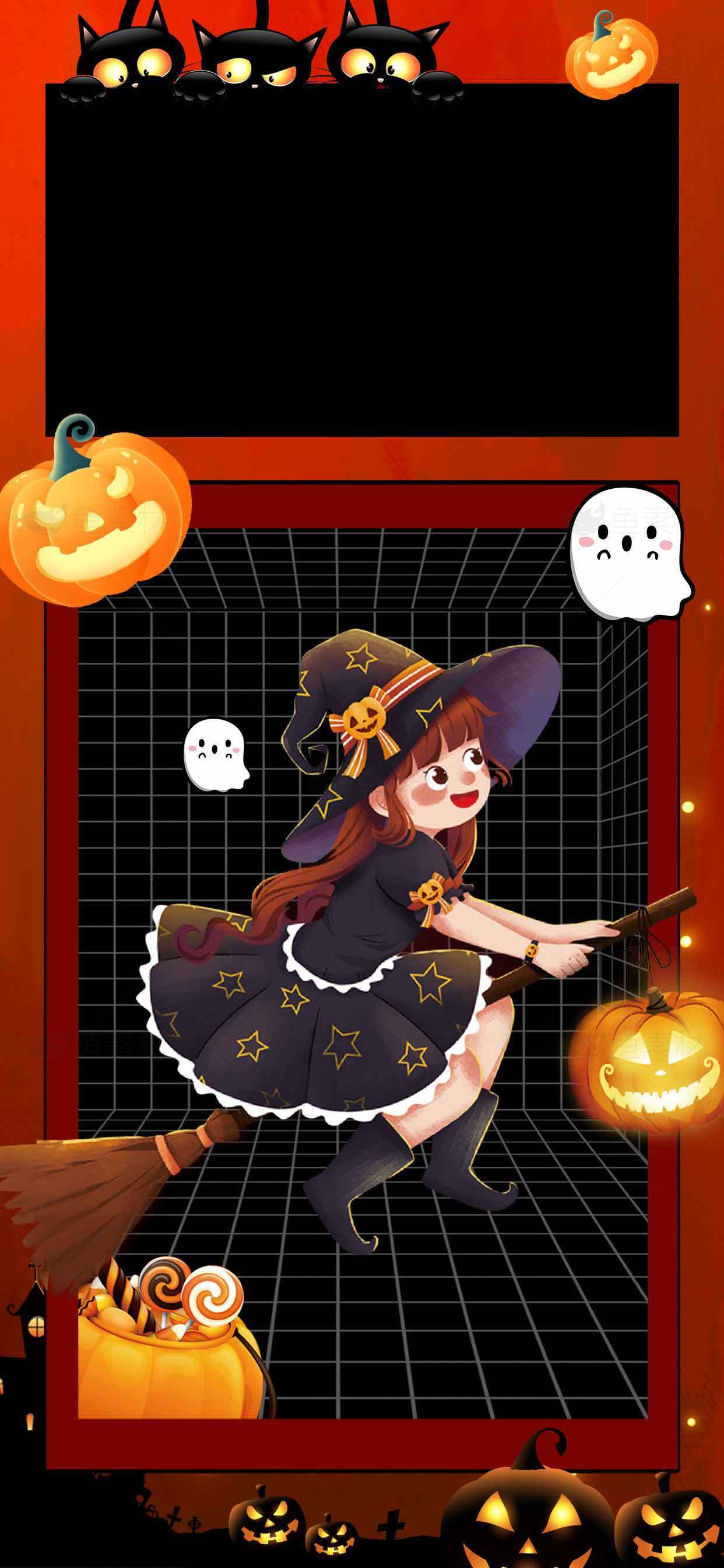 万圣节女巫主题插画设计素材