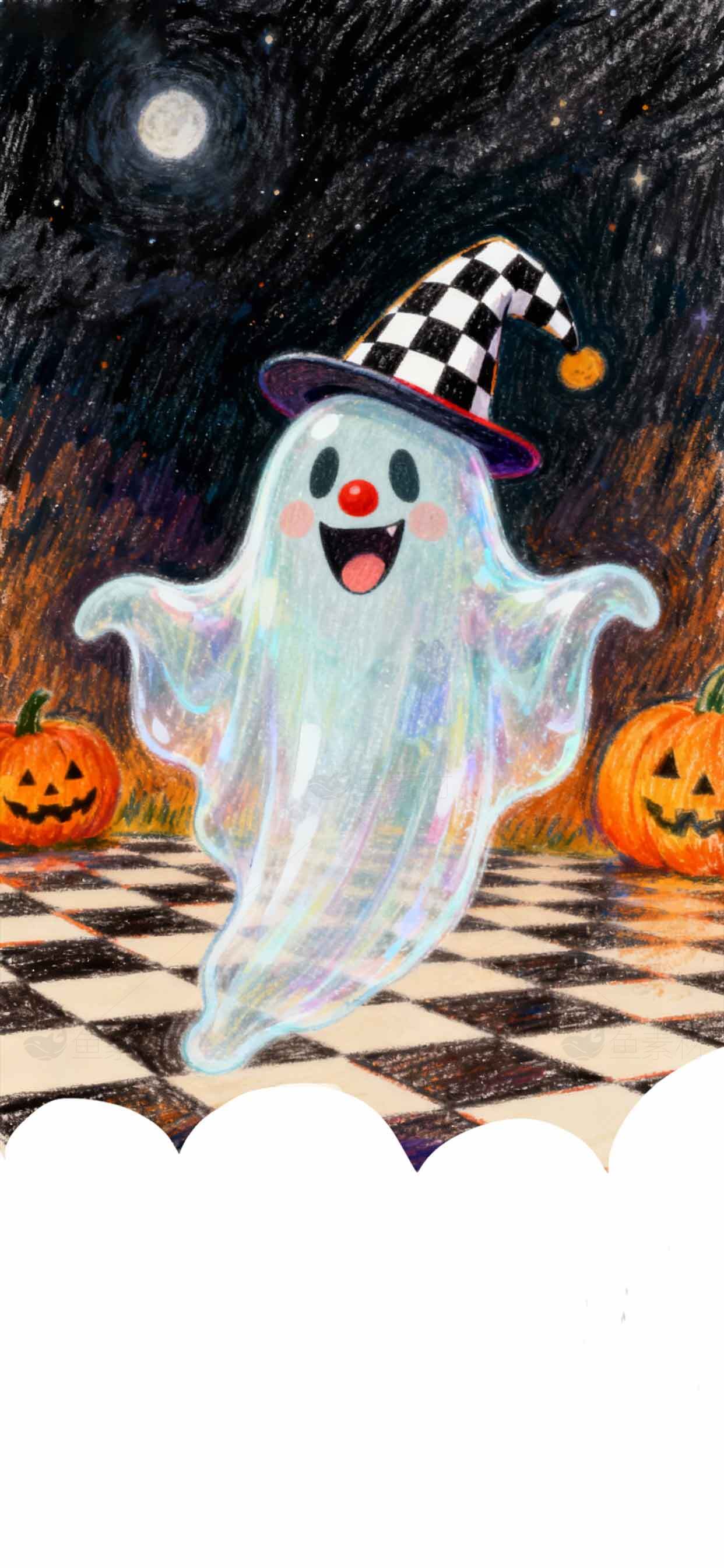 万圣节可爱幽灵与南瓜插画素材