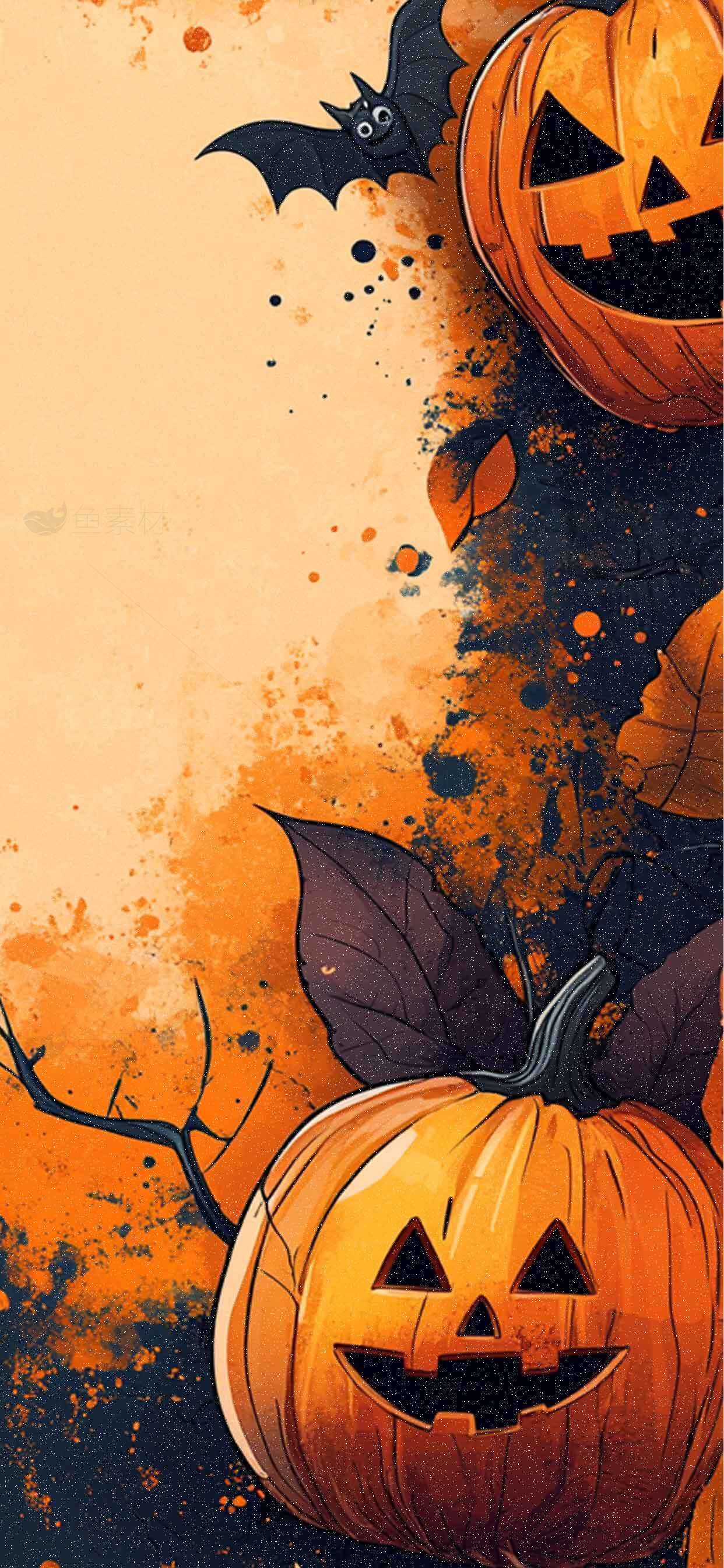 万圣节南瓜插画设计：橙色与黑色的完美融合素材