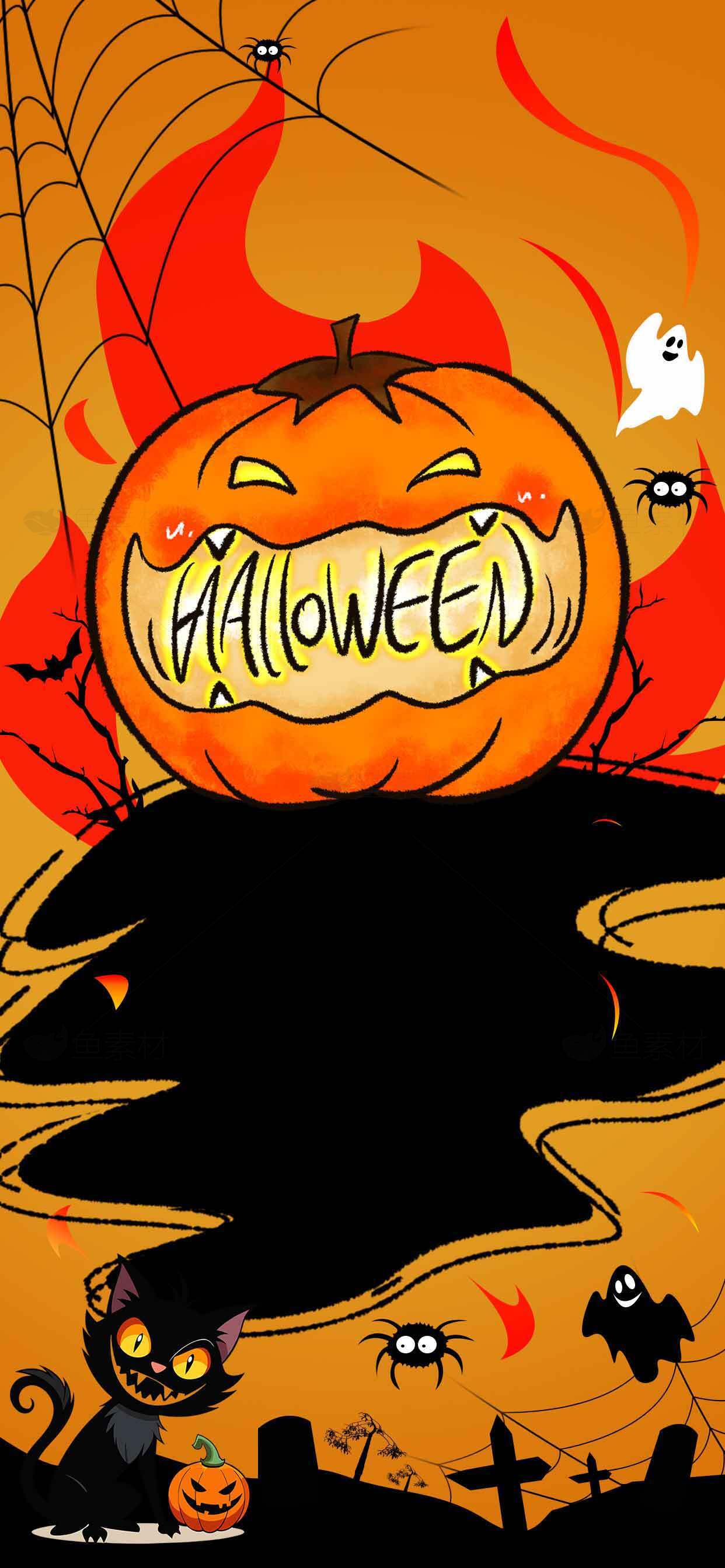 万圣节南瓜插画背景图片素材