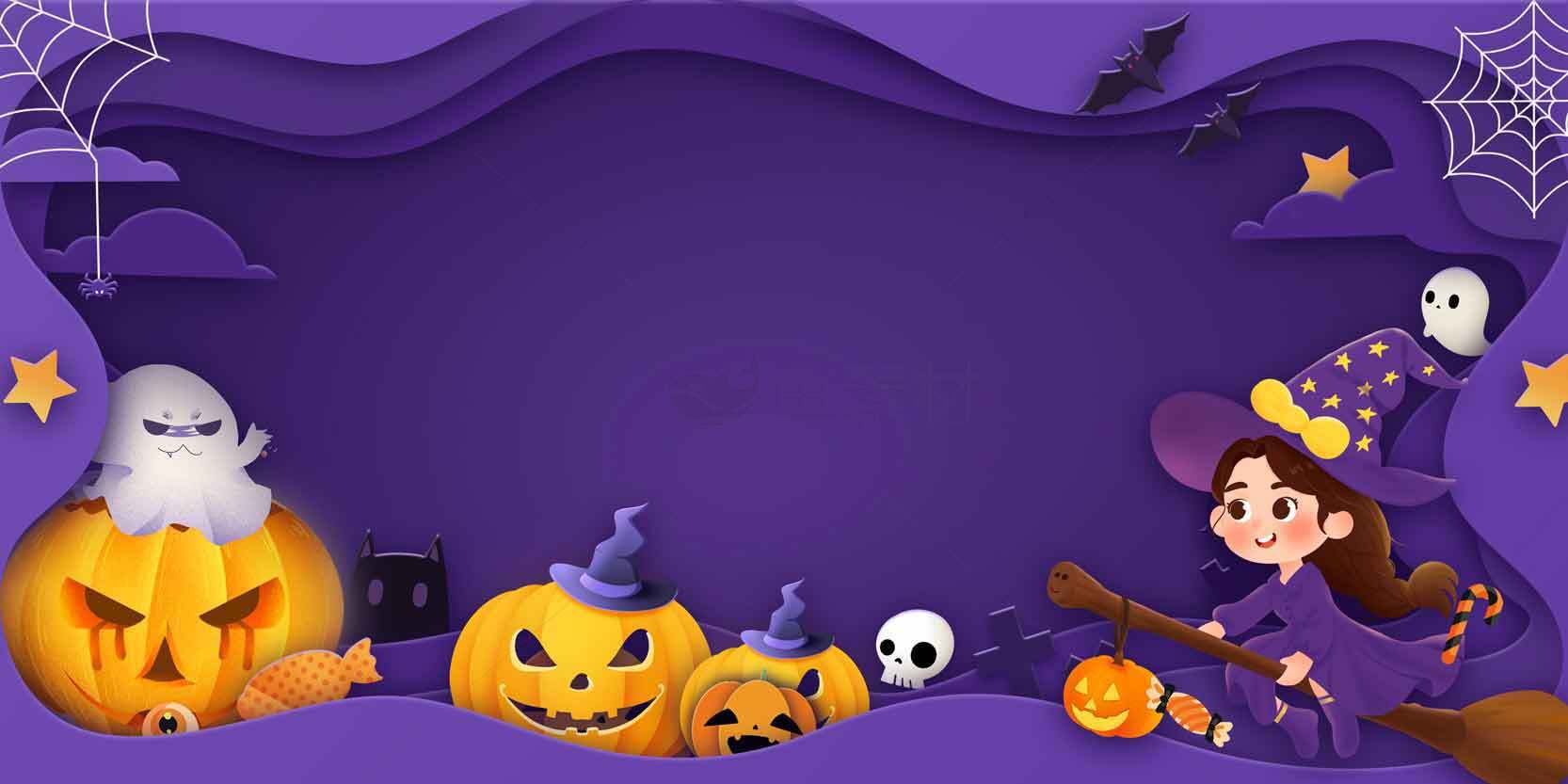 万圣节紫色主题背景图片素材