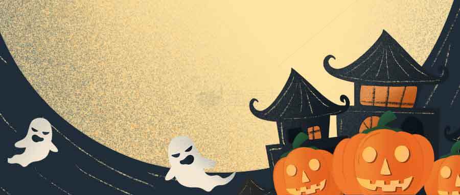 万圣节幽灵与南瓜插画背景素材