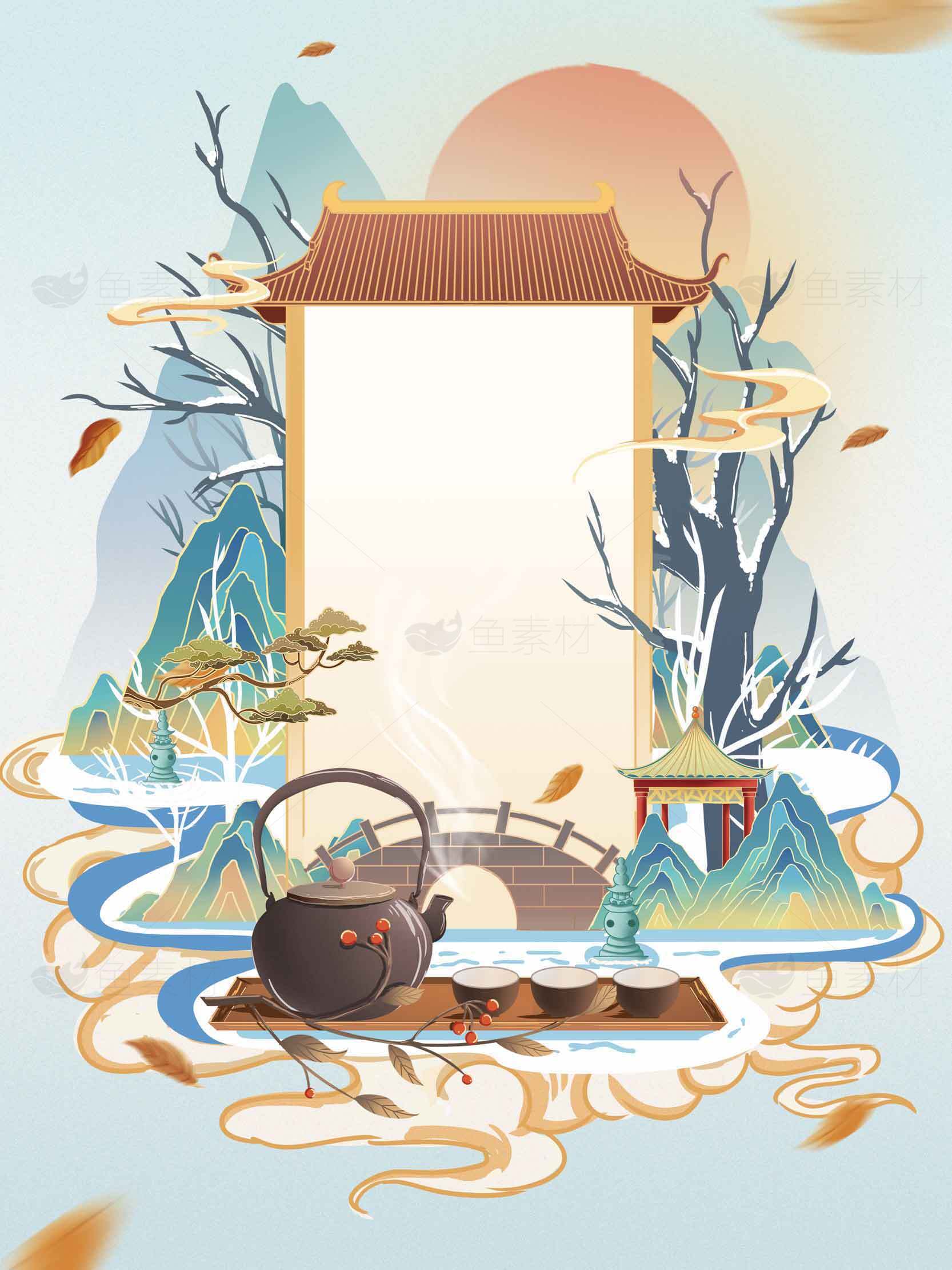 中国风茶文化背景图片素材