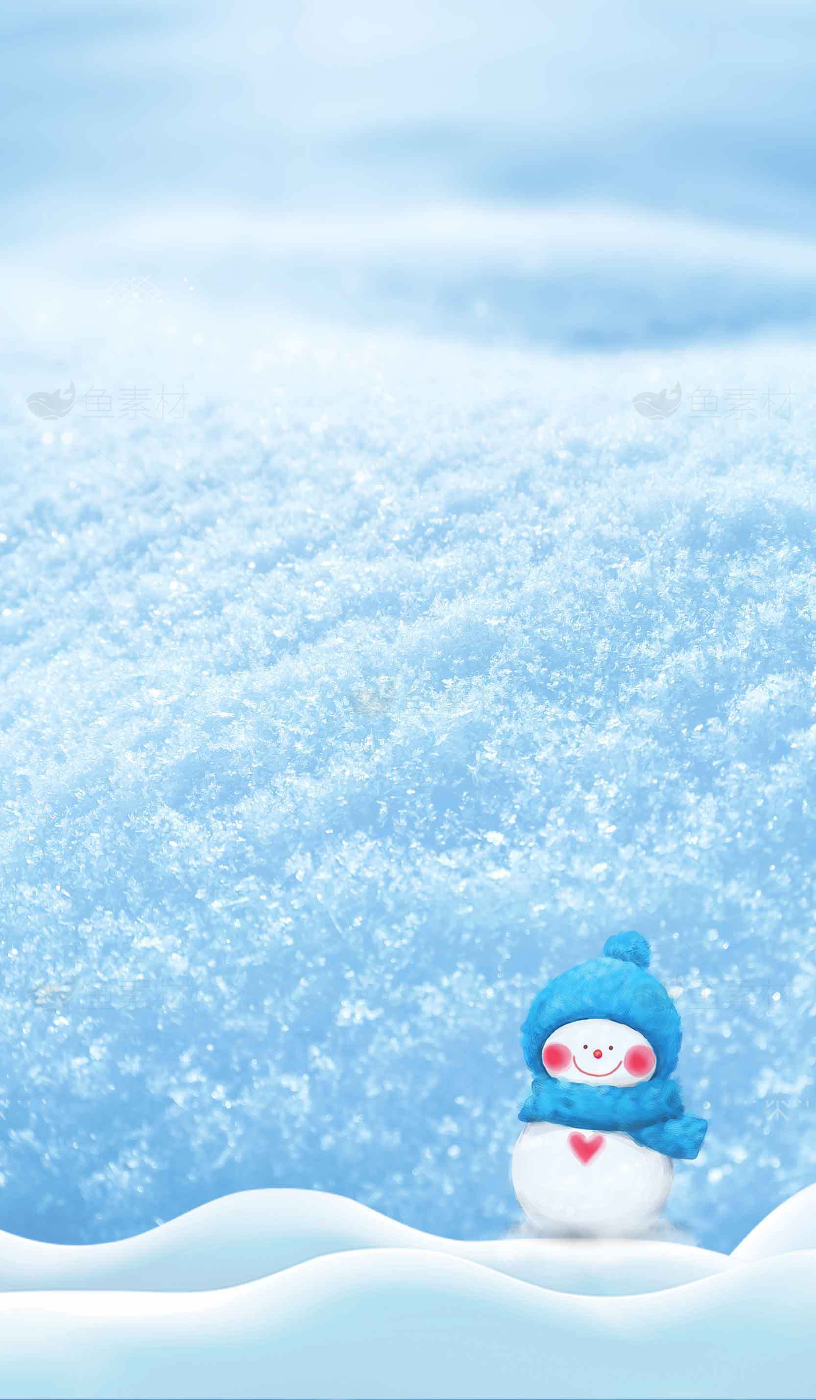 冬季雪地中的可爱雪人图片素材