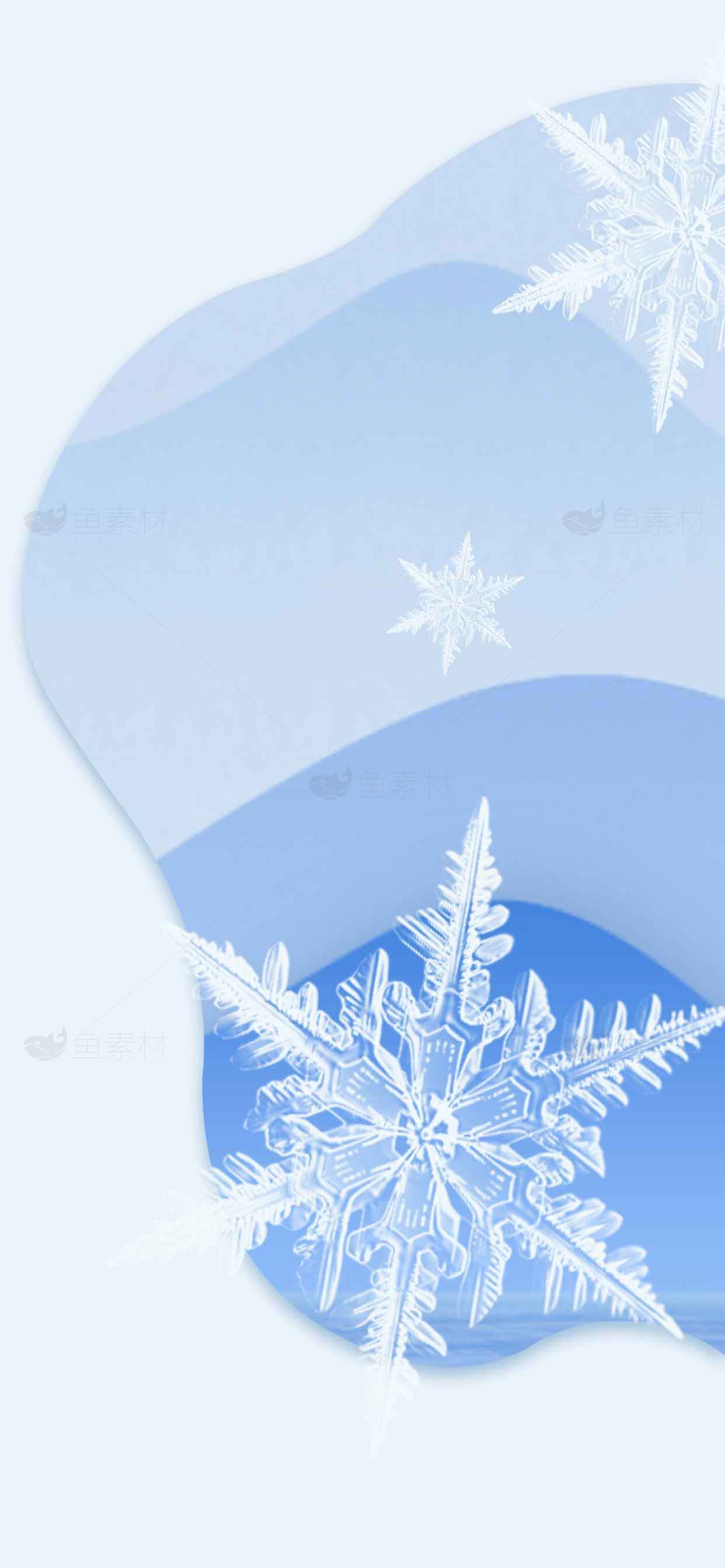 唯美蓝色雪花背景图片素材
