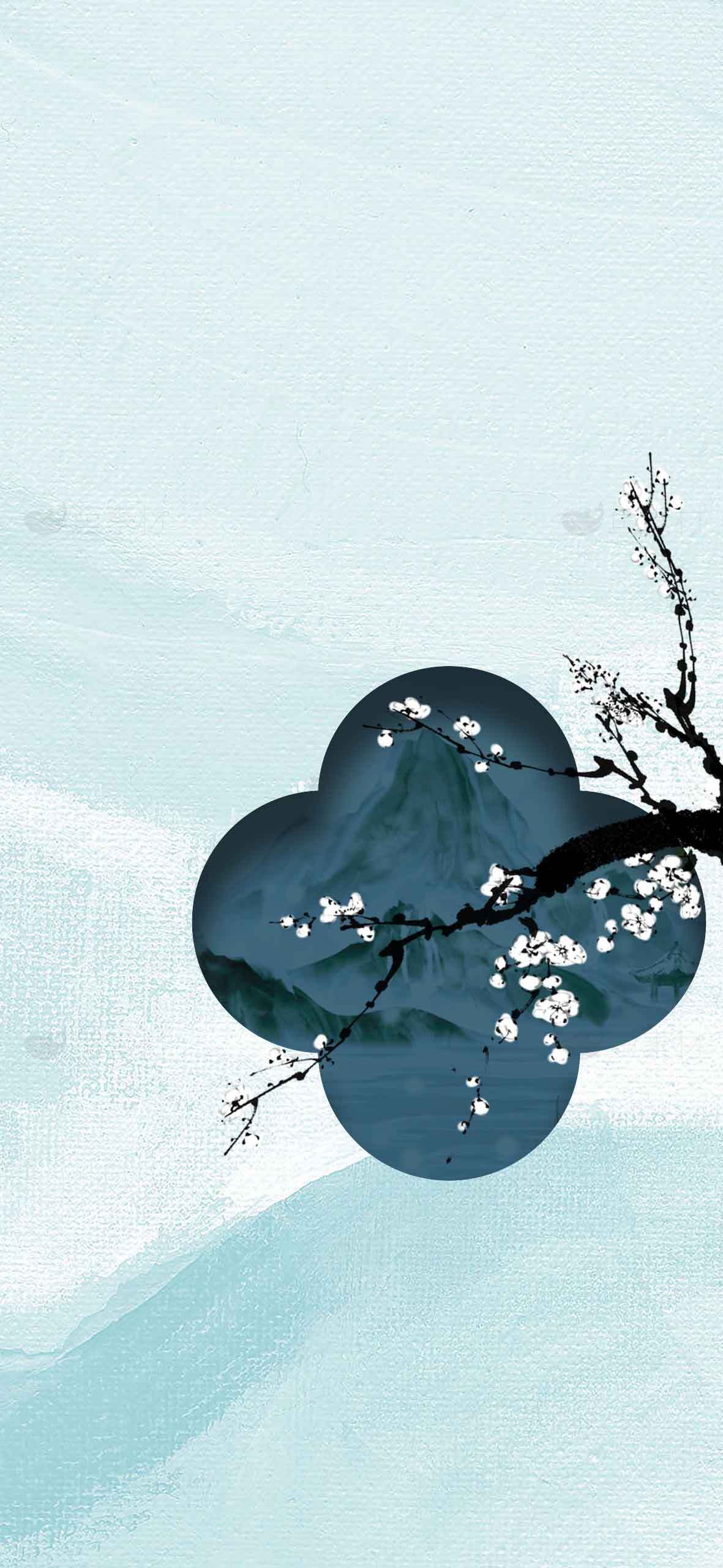 中国风水墨梅花背景图片素材