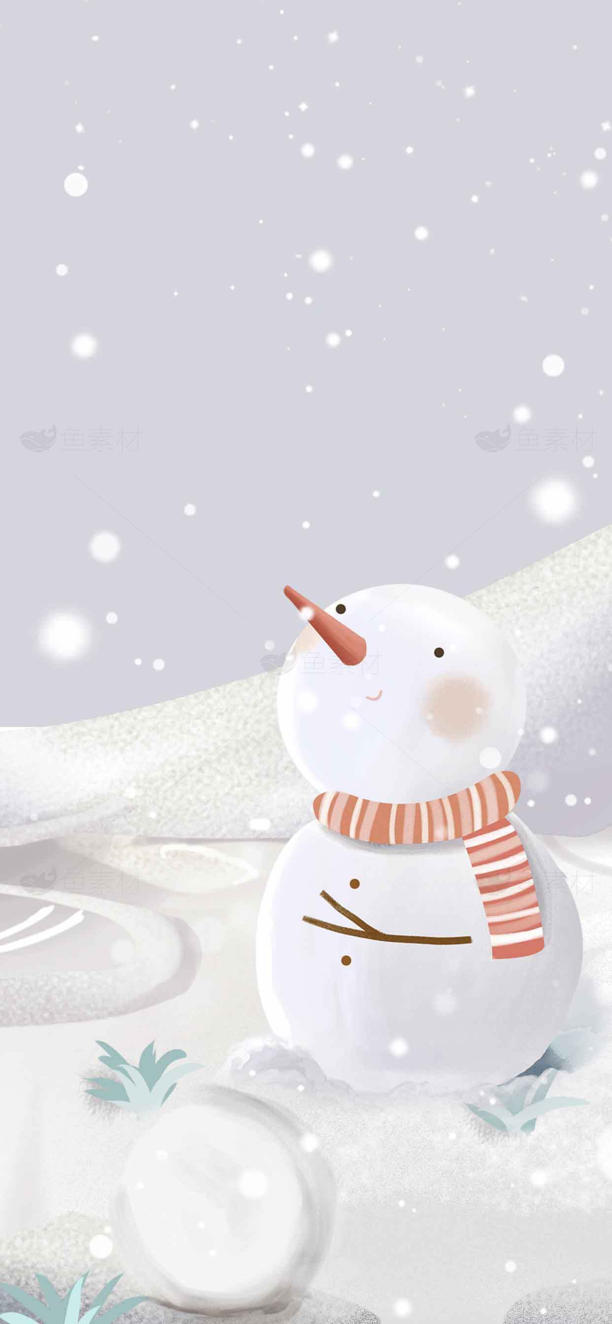 可爱雪人冬季插画背景图片素材