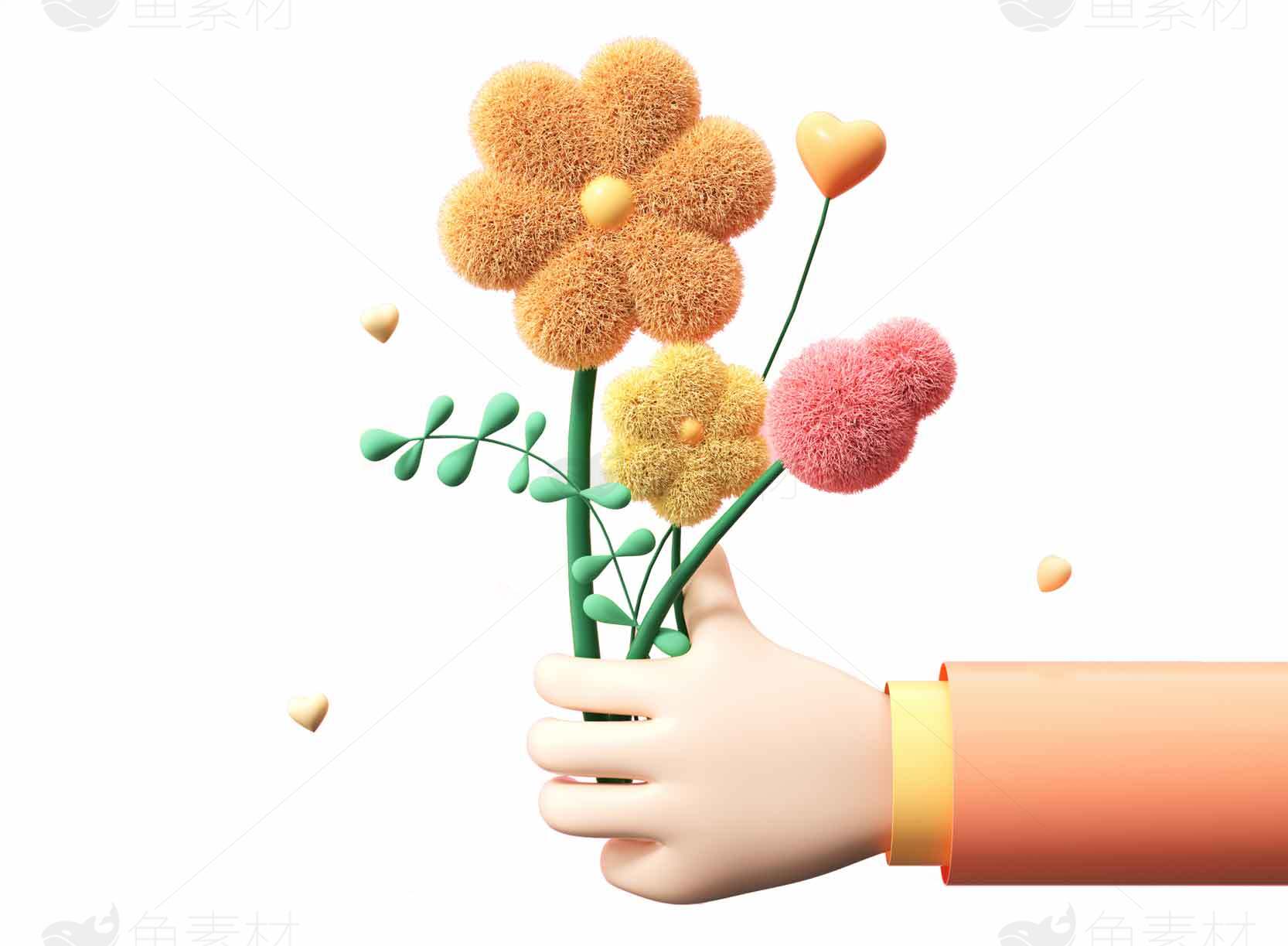 卡通手绘风格花束图片-创意设计素材