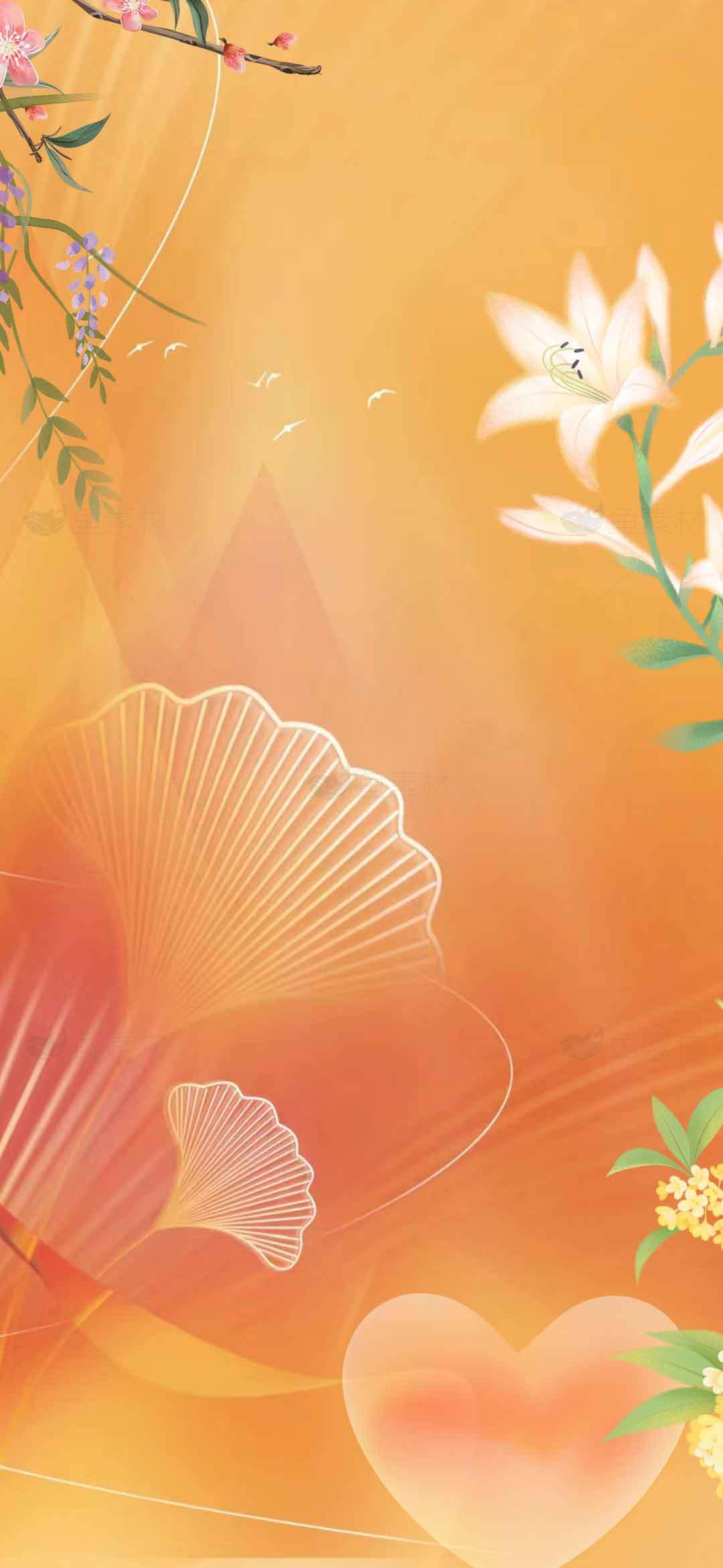 唯美橙色背景图片，适合手机壁纸和设计素材