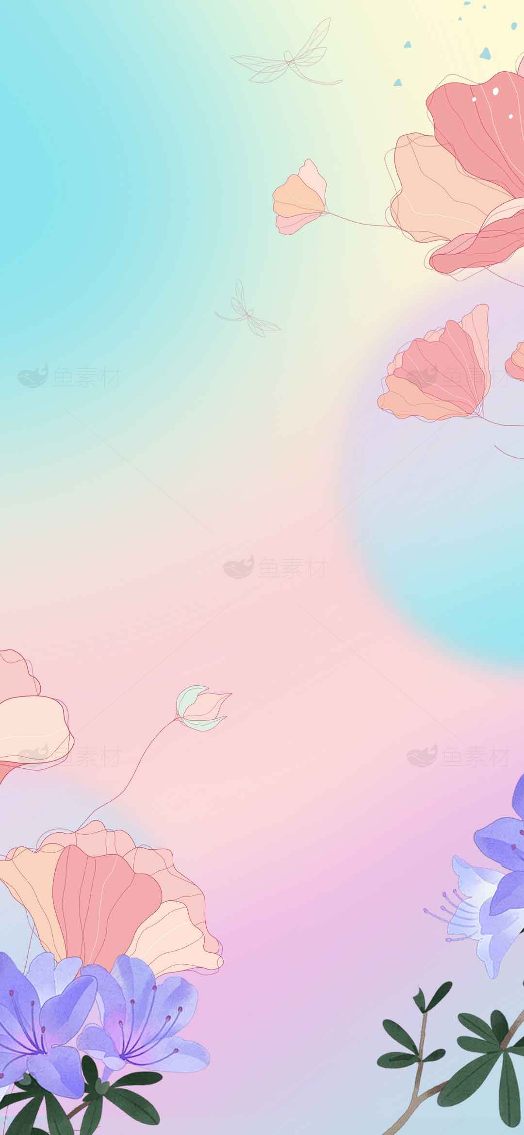 唯美渐变花卉背景图片素材