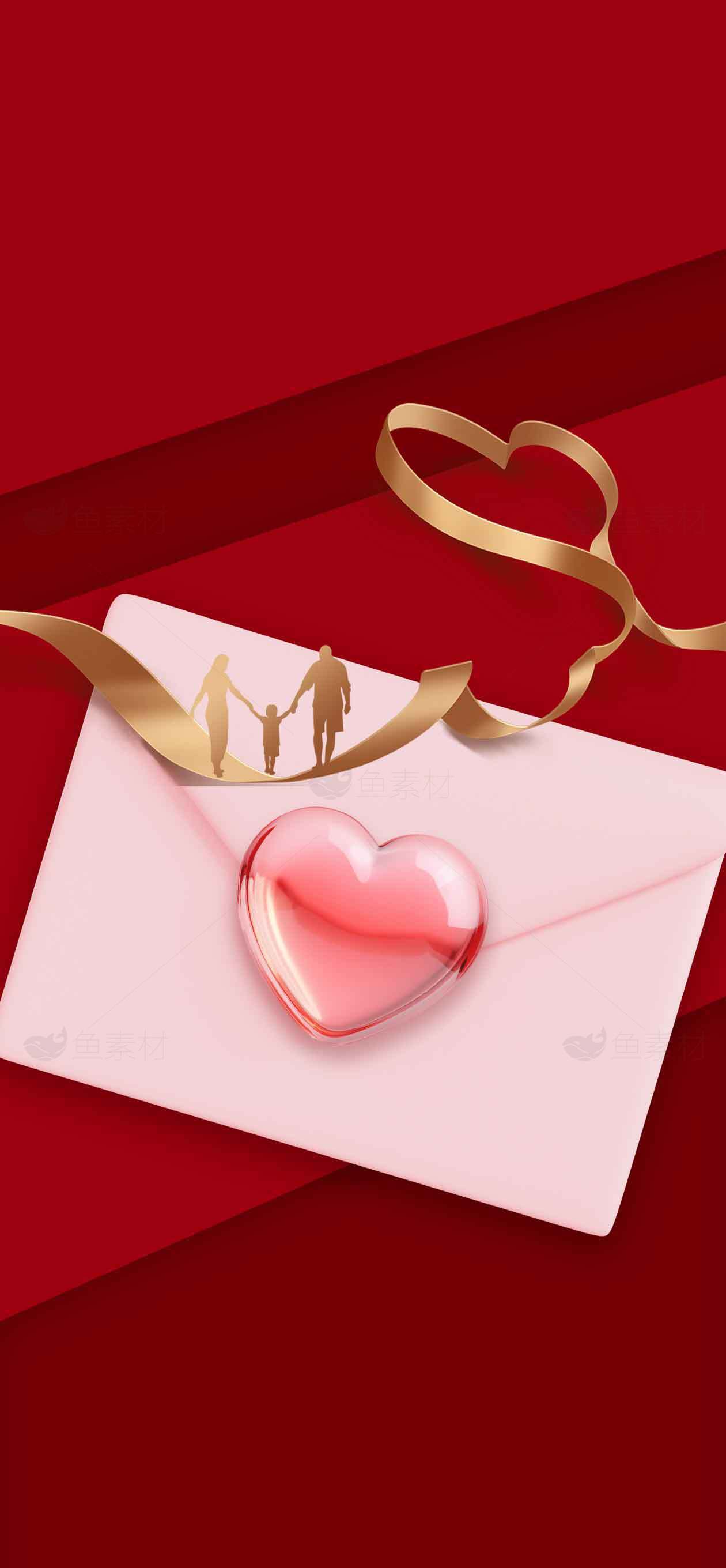 浪漫红色情人节心形信封图片素材